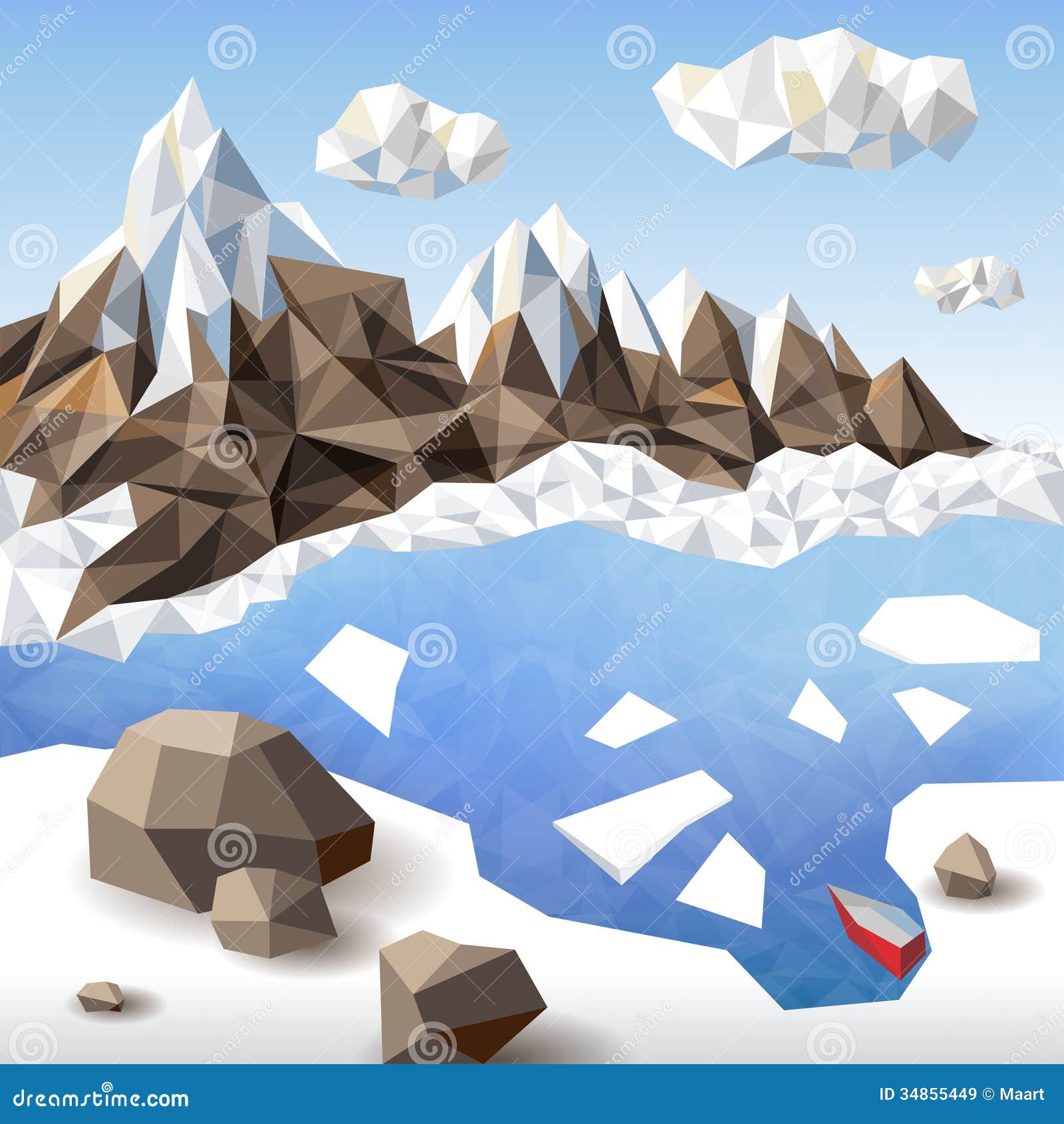 Landscape In Origami Style Royalty Free Stock Images - Image: 34855449