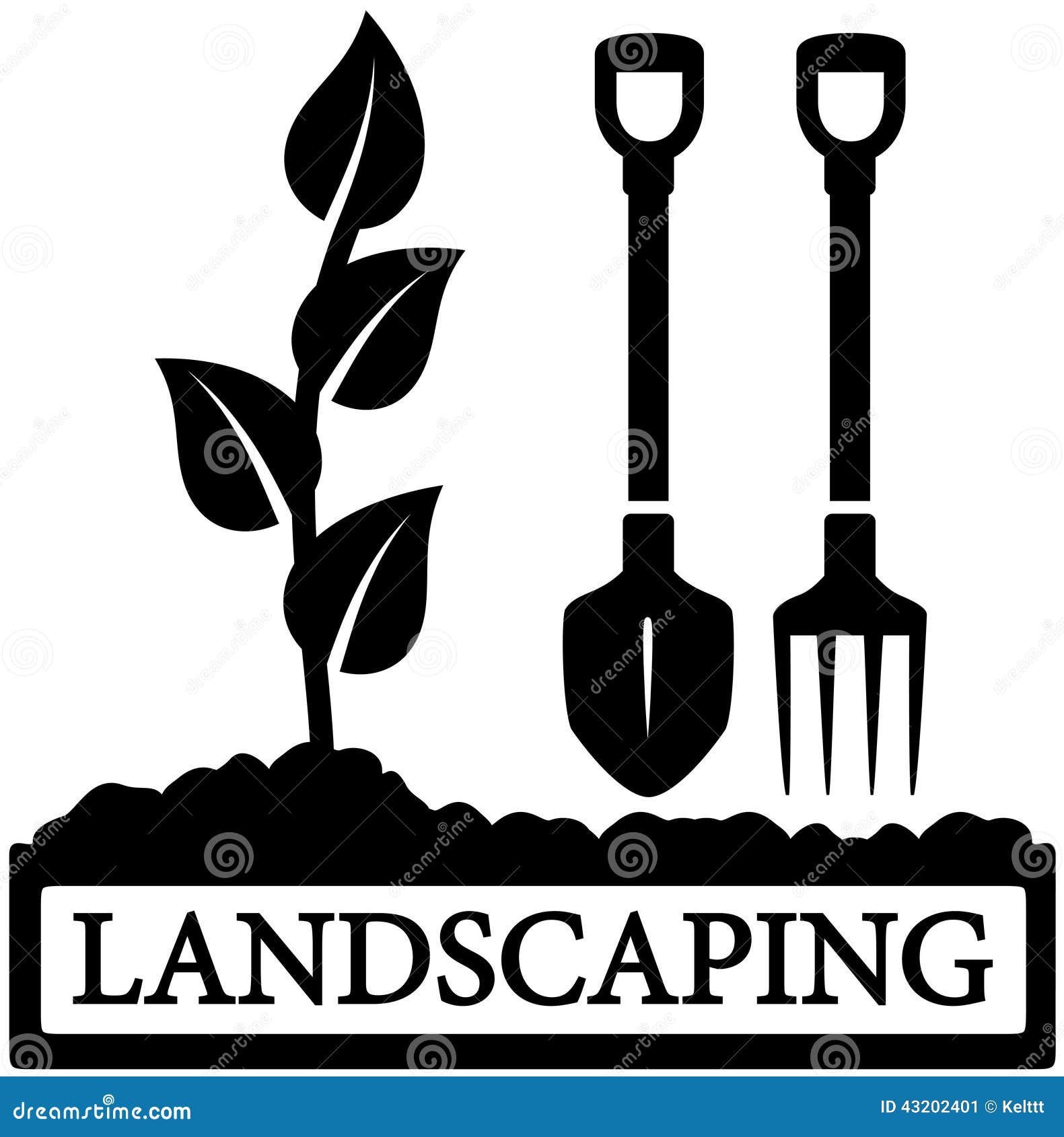 Landscaping Icon With Sprout And Gardening Tools Stock Vector - Image ...