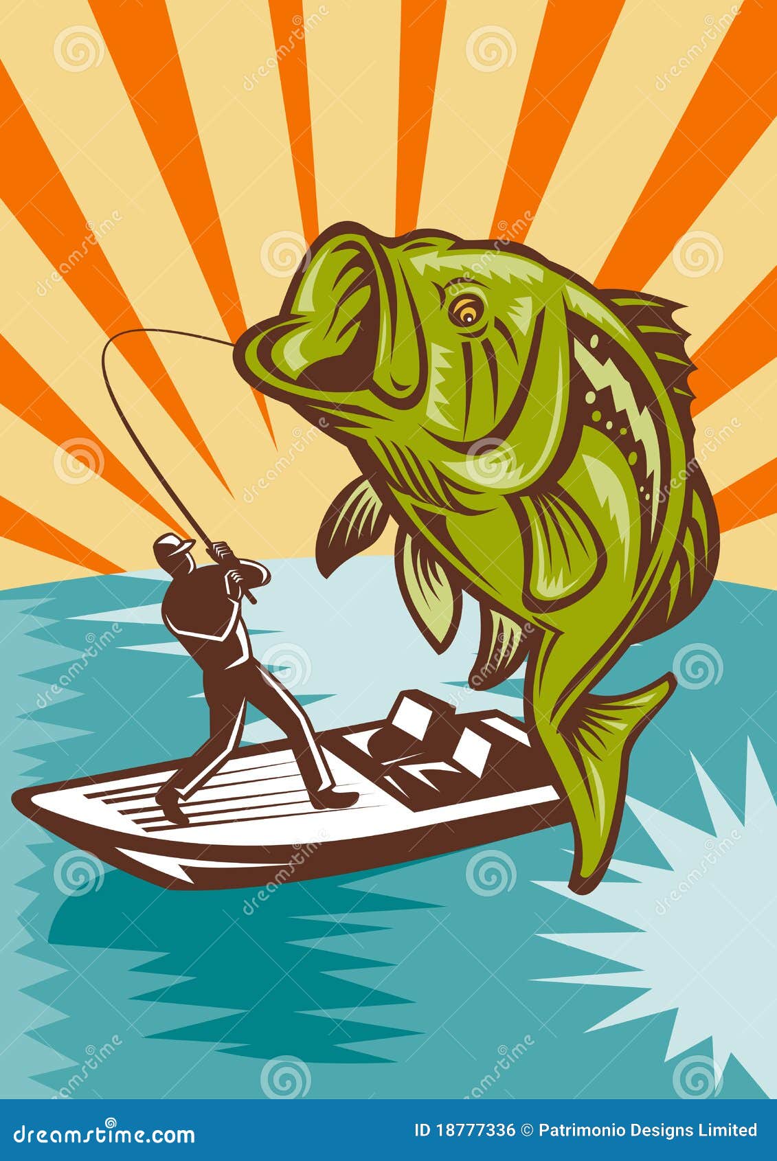 Bass Fish Jumping Out of Water Clip Art