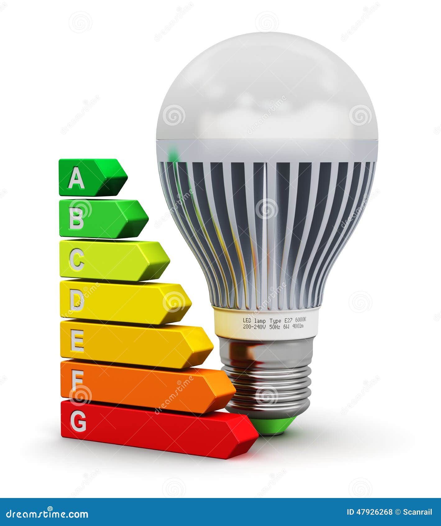LED Lamp And Energy Efficiency Rating Scale Stock Illustration - Image