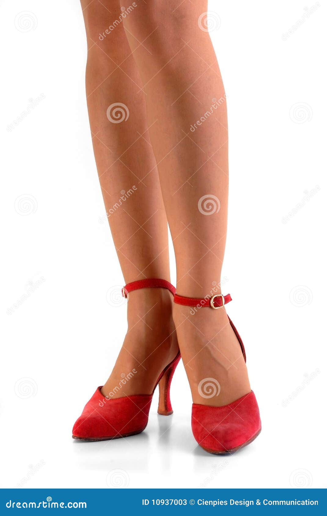 Legs In Red Shoes Isolated On White Background Stock