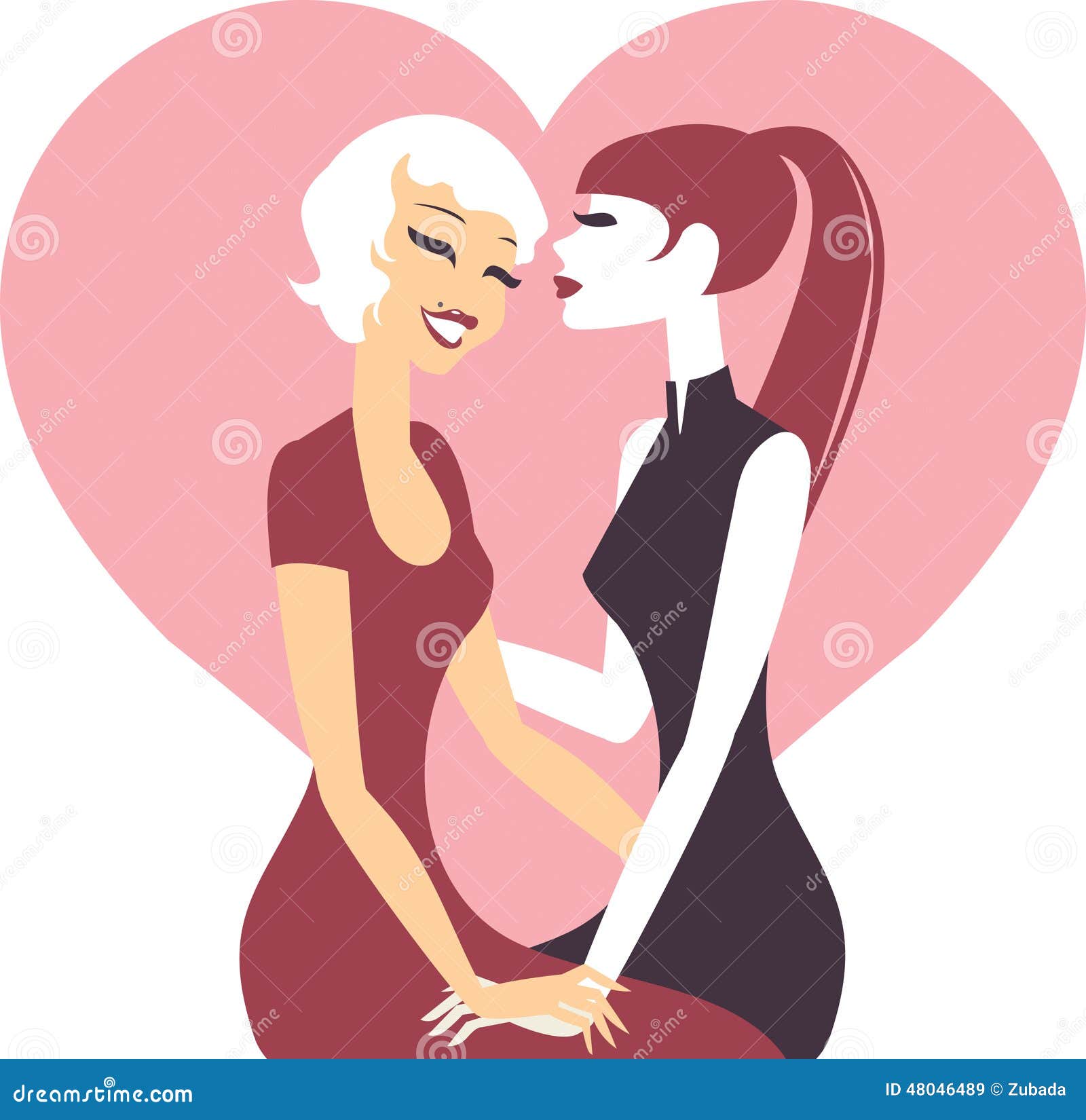Lesbian Couple In Love Stock Vector Image 48046489