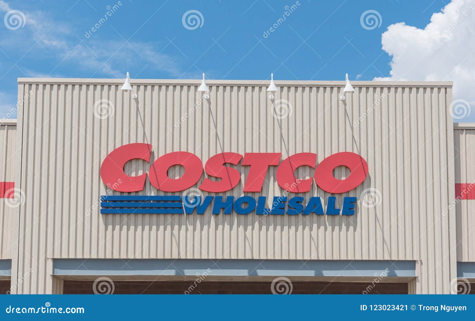 Costco Wholesale Store Logo Close Up At Facade Entrance Editorial Photo