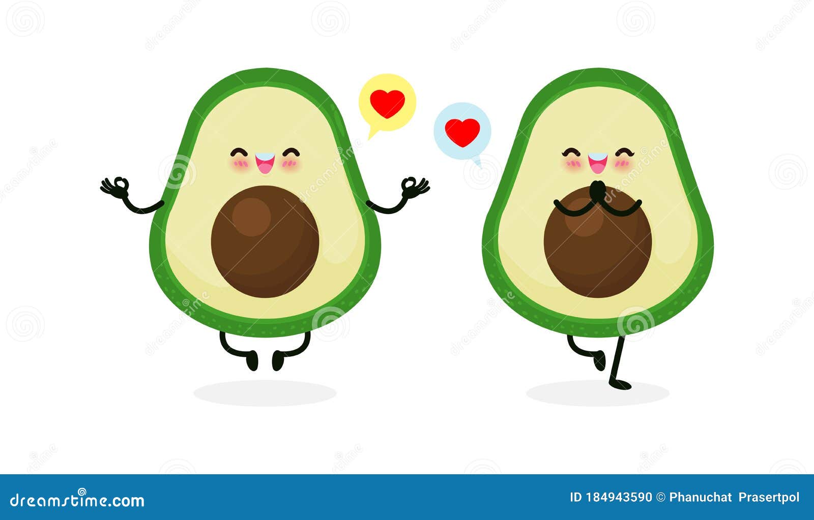 Lindo Caricatura Aguacate En Yoga Pose Comer Comida Saludable Y Fitness