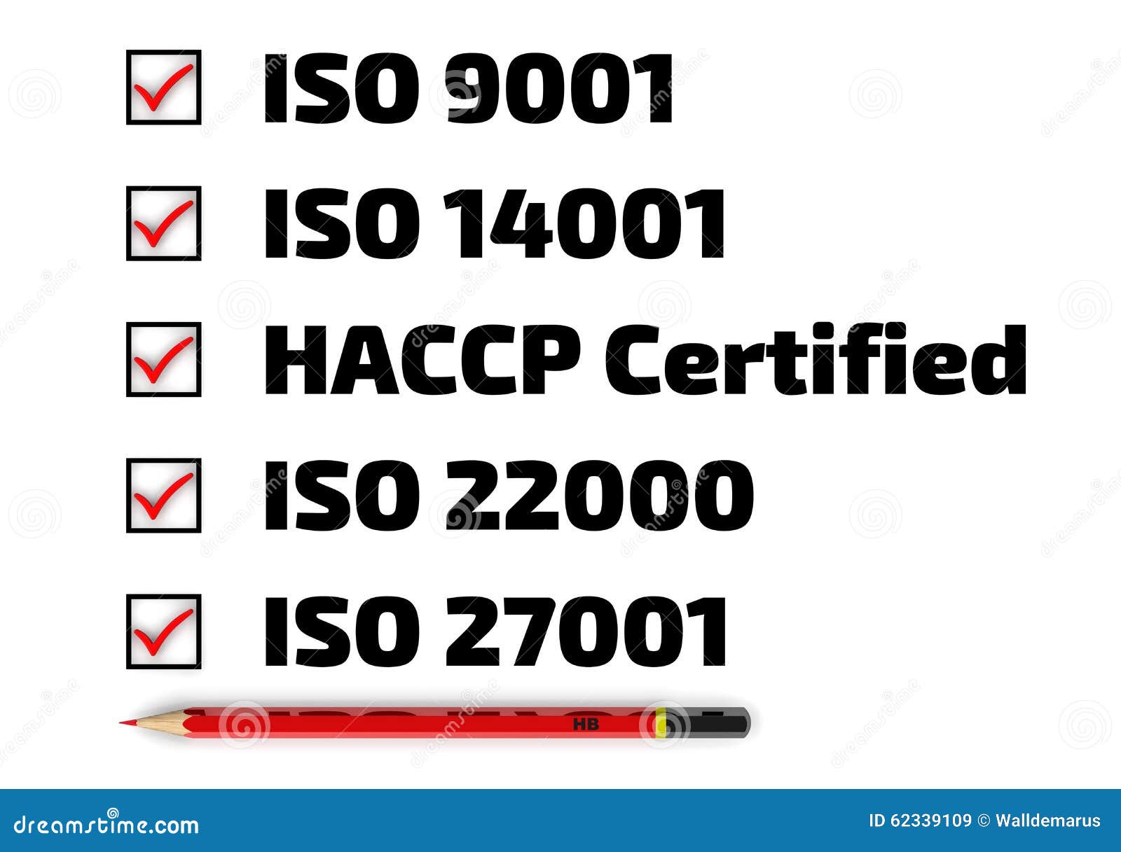 list-iso-standards-haccp-red-pencil-chec