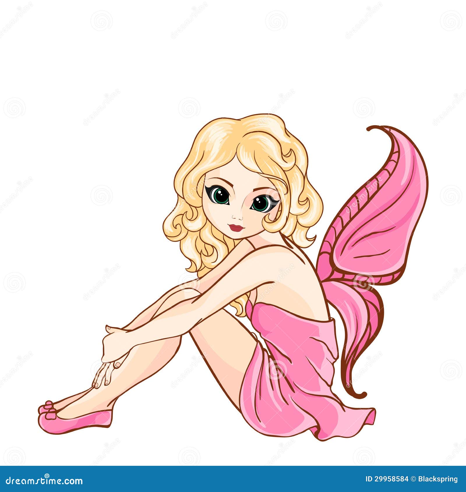 Little Cartoon Fairy In Pink Dress Stock Images - Image: 29958584
