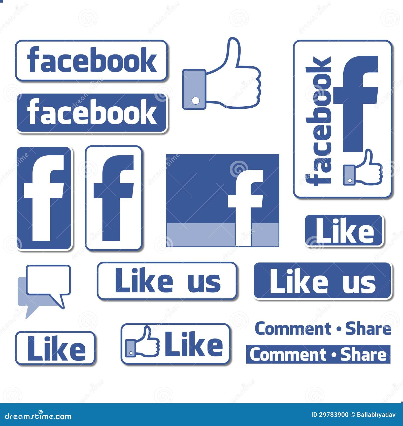 Facebook Like Button Icons Set Editorial Image Image 29783900