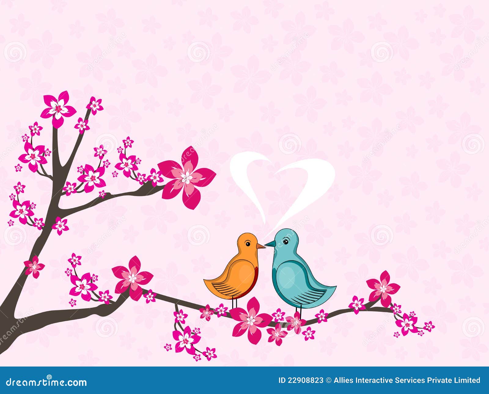 Love Birds Sitting On Tree Branch Stock Photos - Image: 22908823