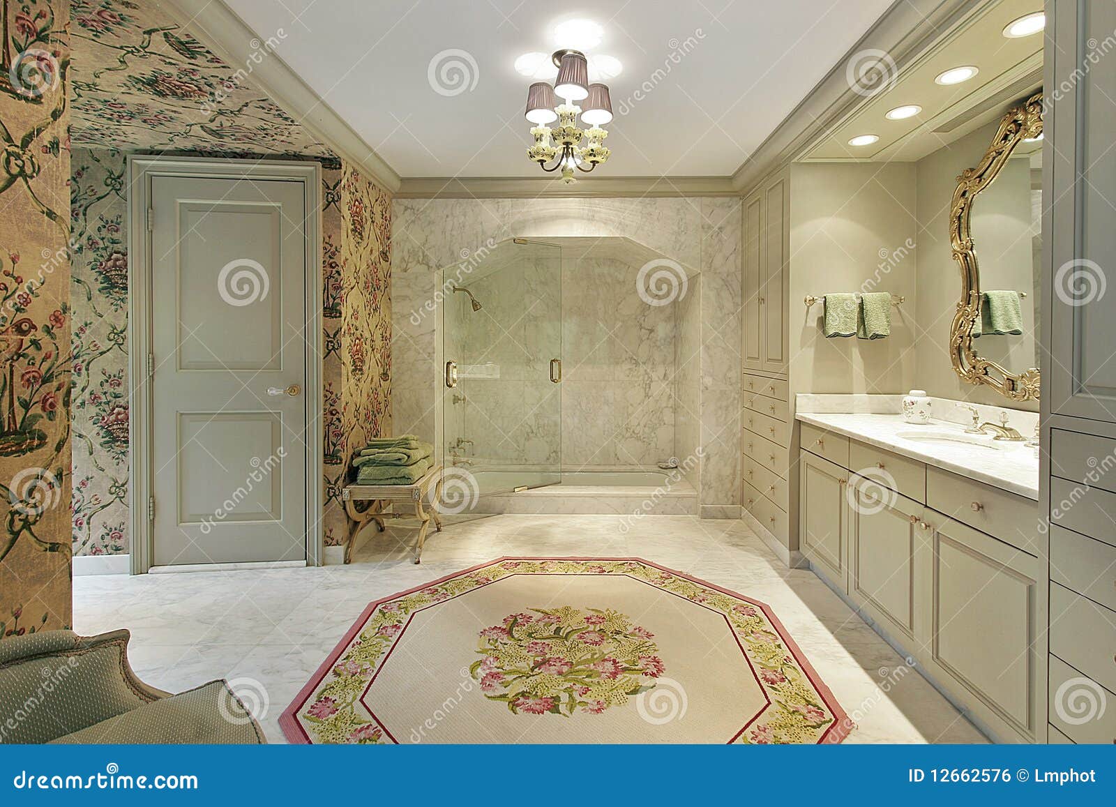 Luxury Master Bath With Marble Shower Royalty Free Stock Image ...