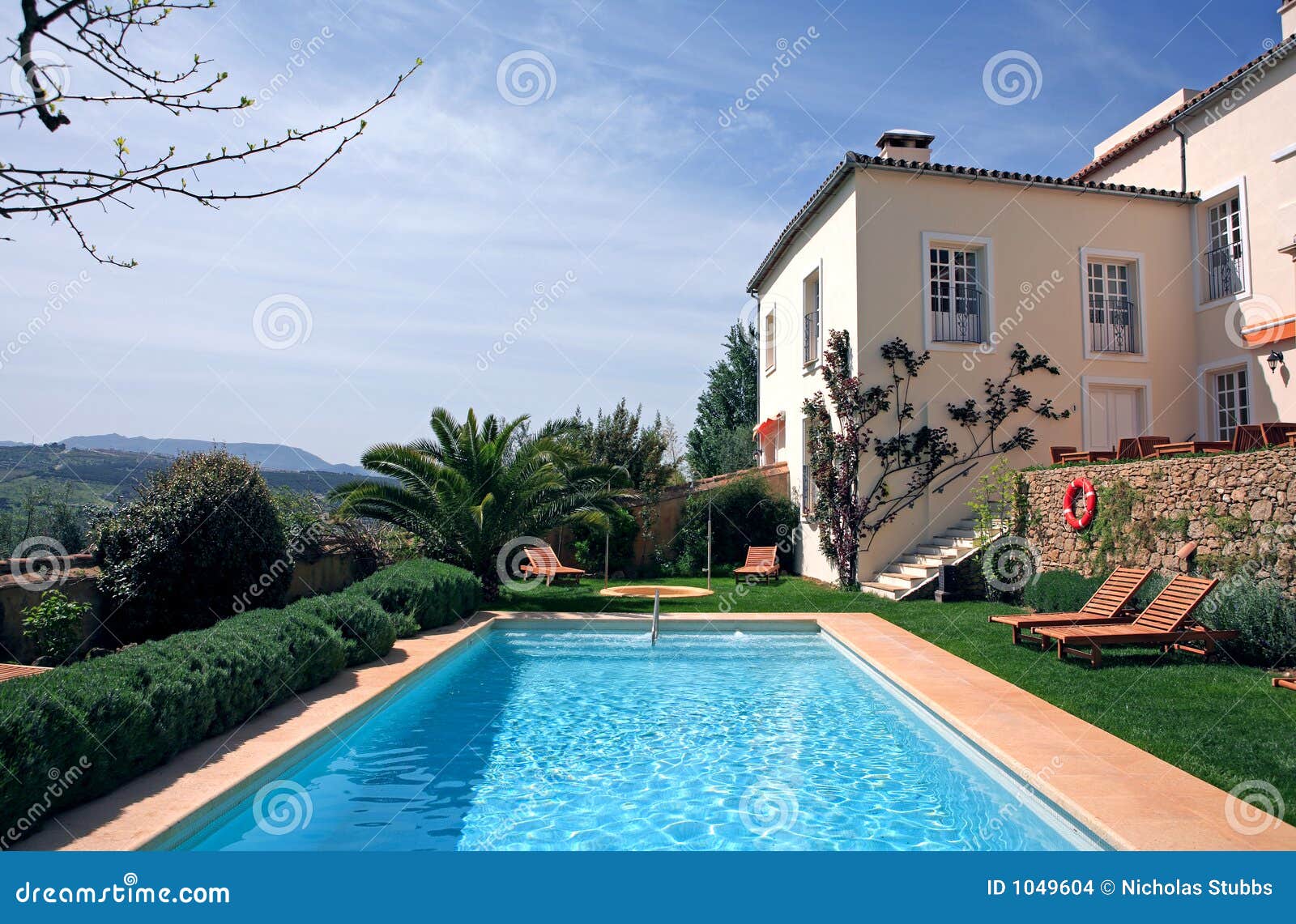 Luxury Rustic Hotel And Swimming Pool Stock Images - Image: 1049604