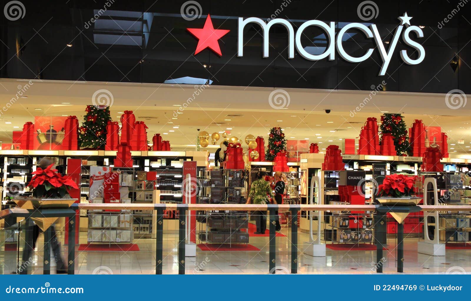 Macys Store in shopping mall during Christmas holiday season. Macy is ...