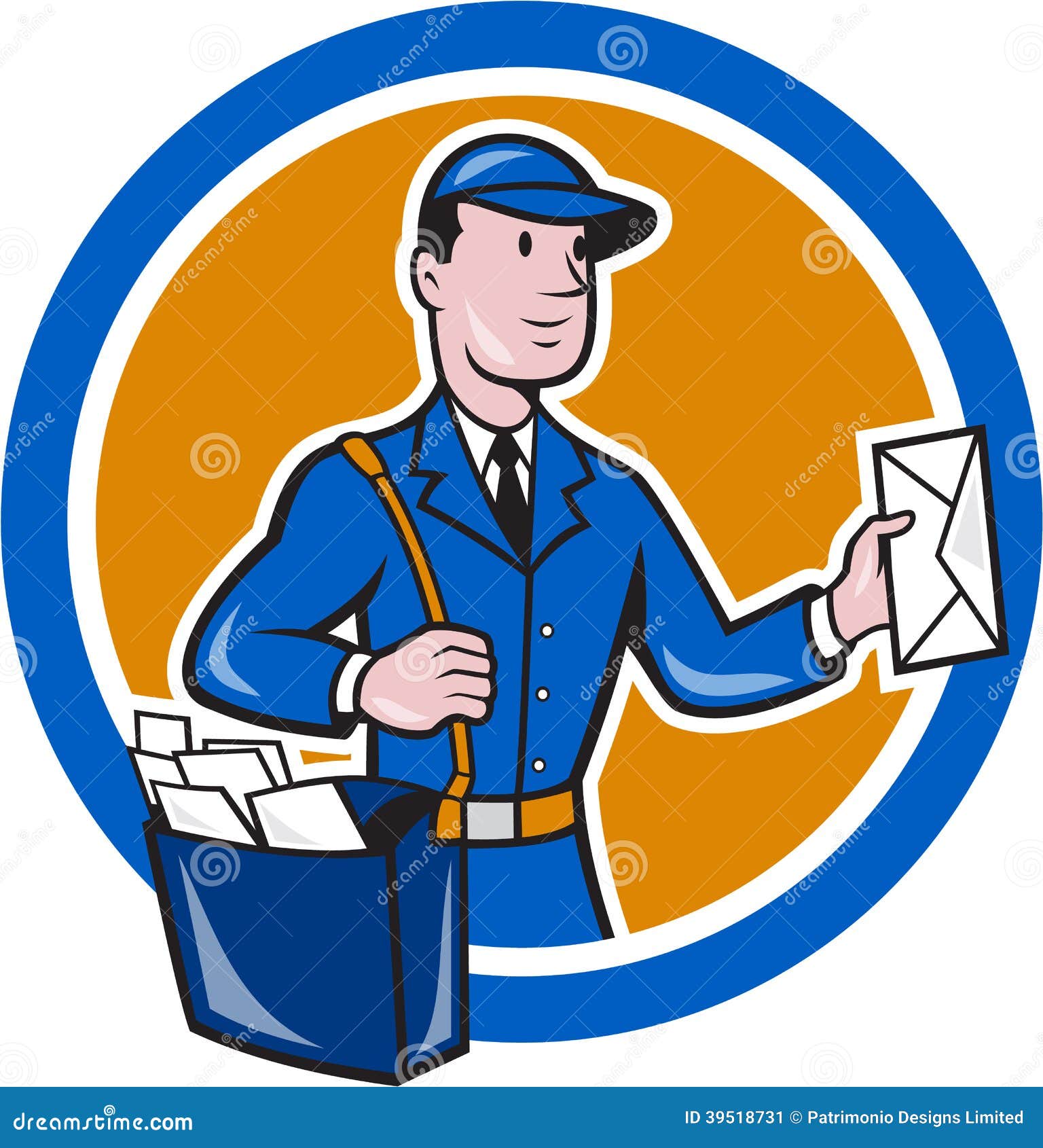 Mailman Postman Delivery Worker Circle Cartoon Stock Vector Image