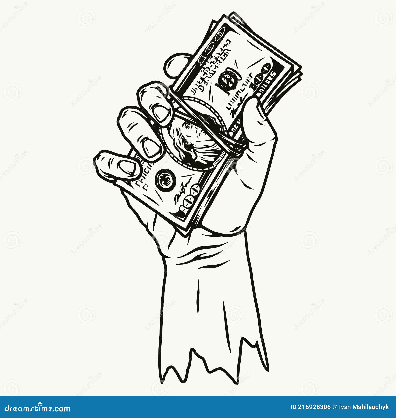 Male Hand Holding Stack Of Money Stock Vector Illustration Of Vector