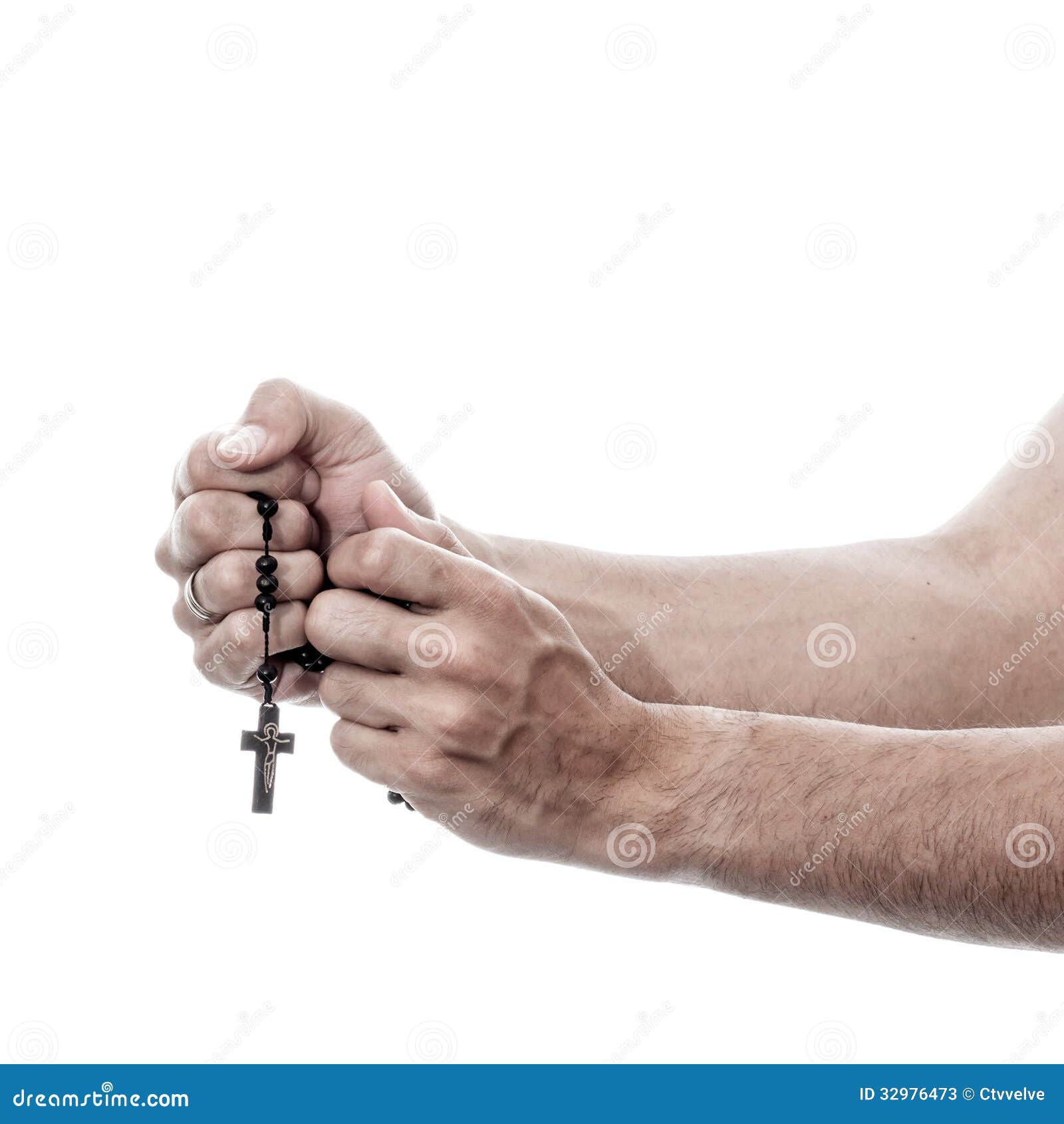 Male Hands Praying With Rosary Stock Photos - Image: 32976473
