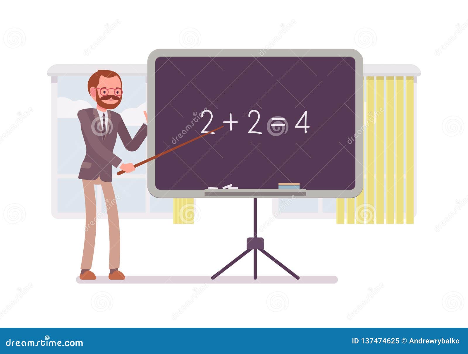 Male Mathematic Teacher Is Teaching Maths Stock Vector Illustration