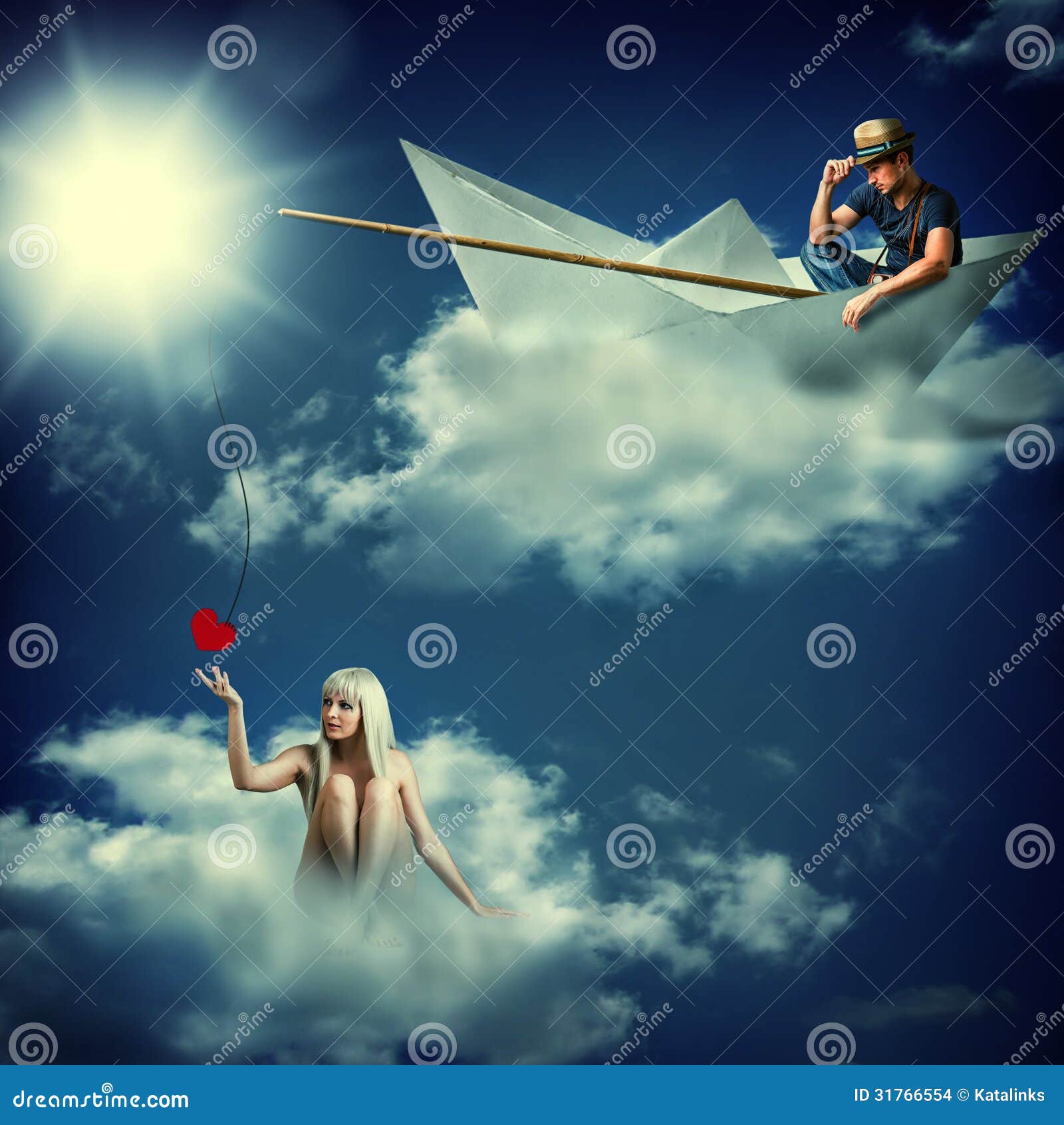 Man Catching Bait Of Beautiful Woman Stock Images - Image: 31766554