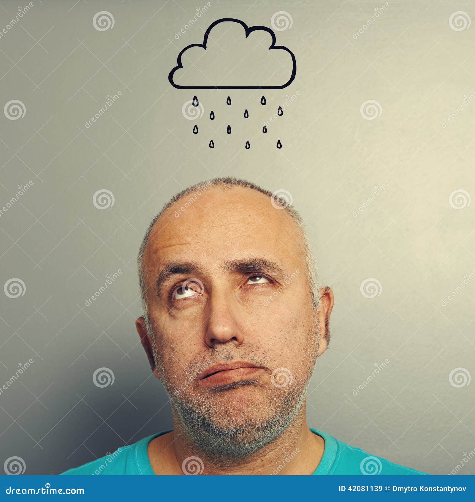 Man with drawing <b>storm cloud</b> - man-drawing-storm-cloud-portrait-stressed-senior-over-grey-background-42081139