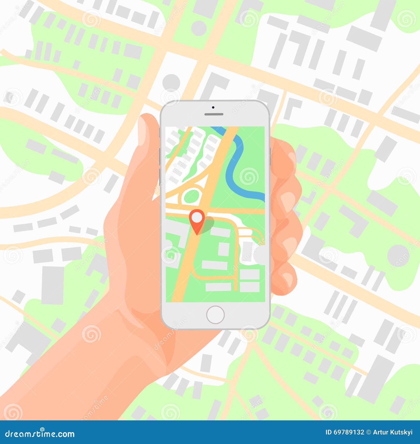 Man Holding Smartphone In Hand With Mobile Gps Navigation Man Holding Smartphone In Hand With Mobile Gps Navigation
