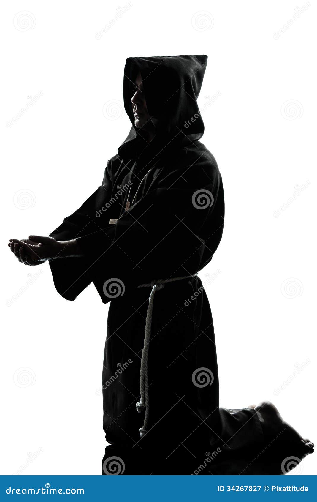 Silloute of Monk Praying