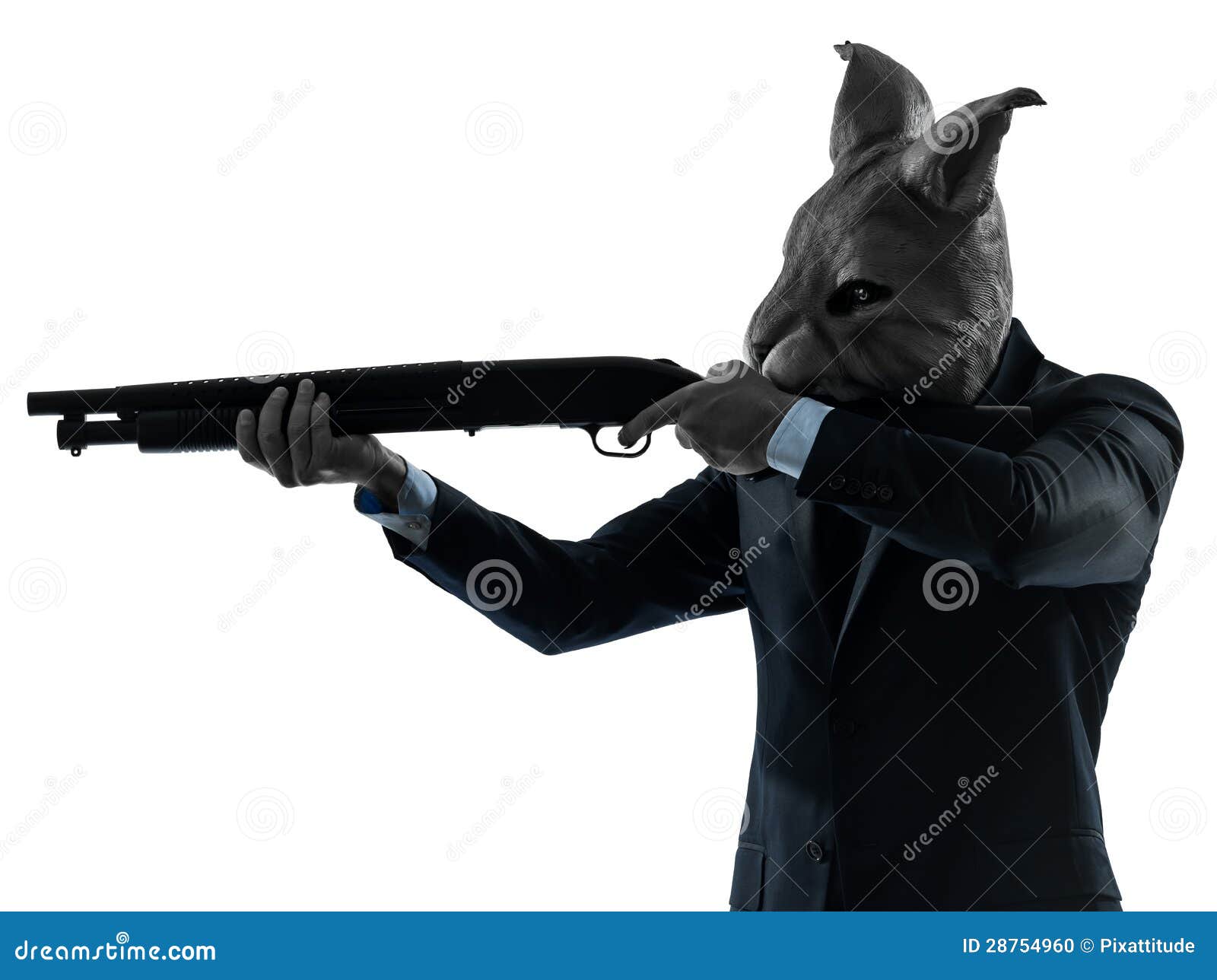 man-rabbit-mask-hunting-shotgun-silhouet