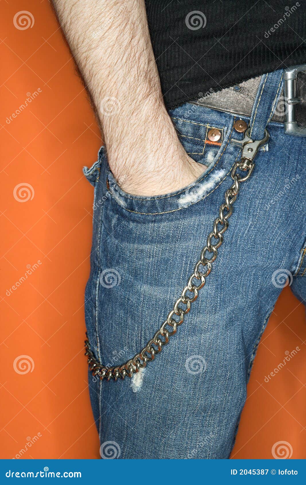 Man&#39;s Jeans With Wallet Chain. Royalty Free Stock Photography - Image: 2045387