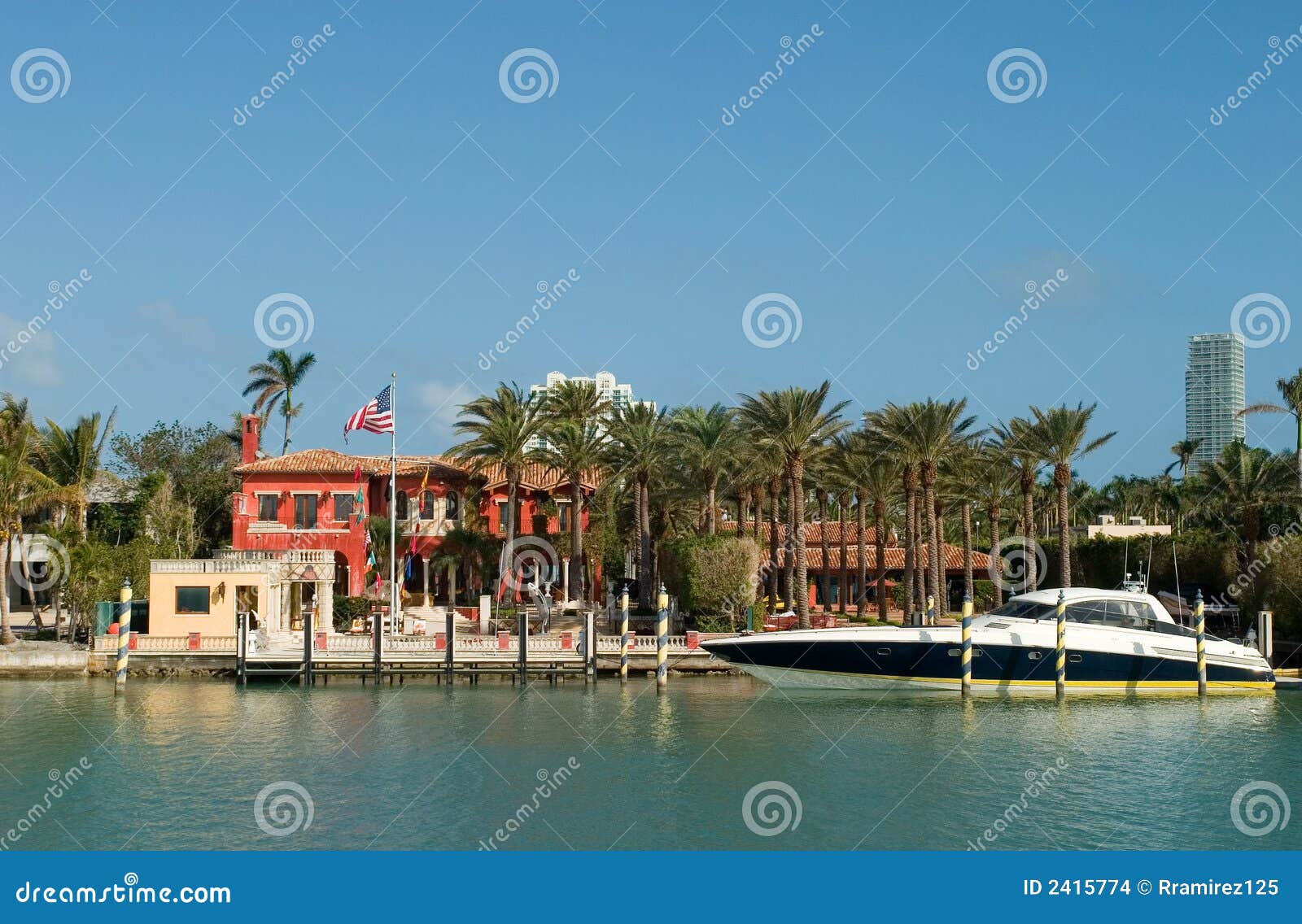Mansion With Big Race Boat Stock Images - Image: 2415774