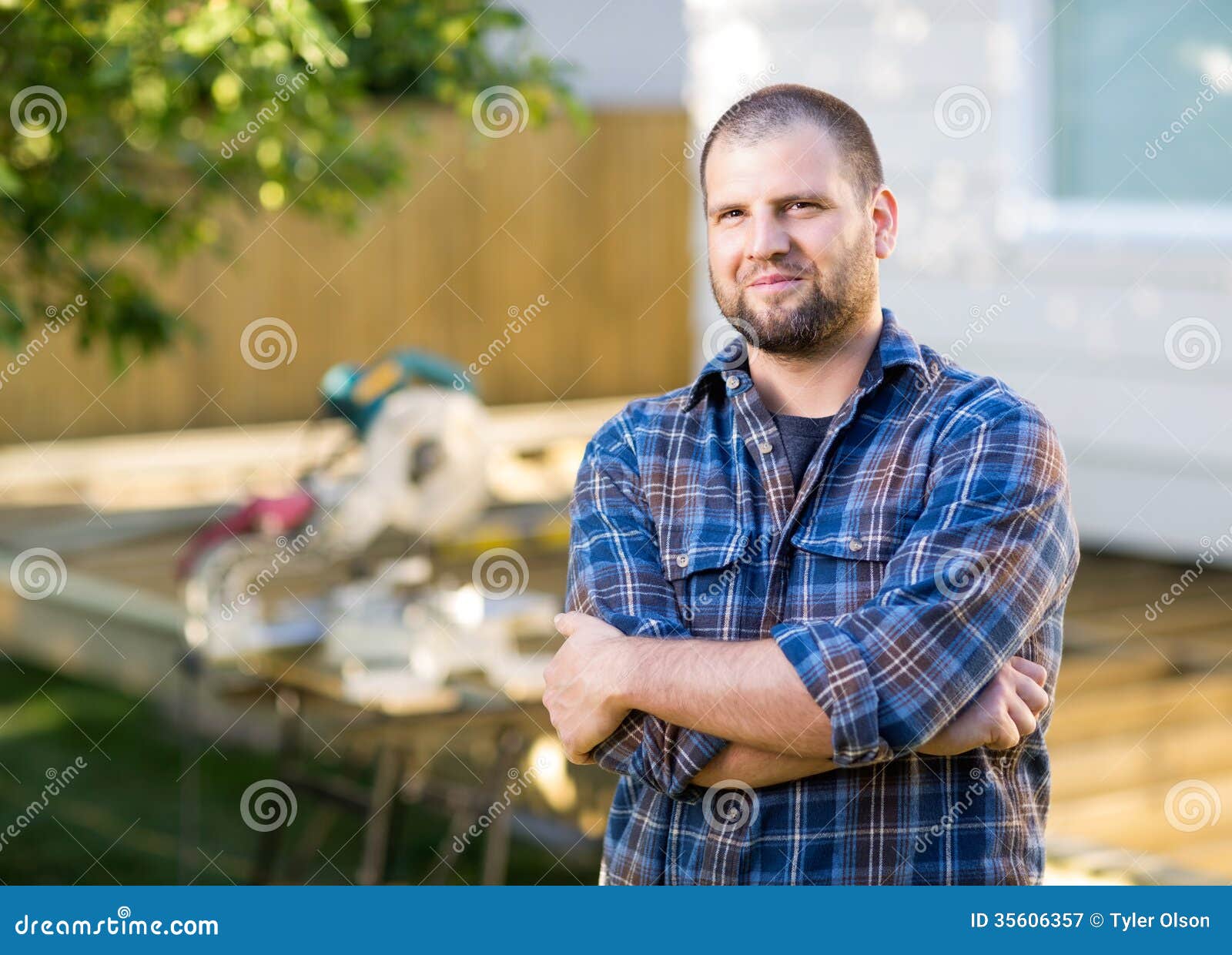 Manual Worker With Arms Crossed Standing At Royalty Free Manual Worker With Arms Crossed Standing At Royalty Free