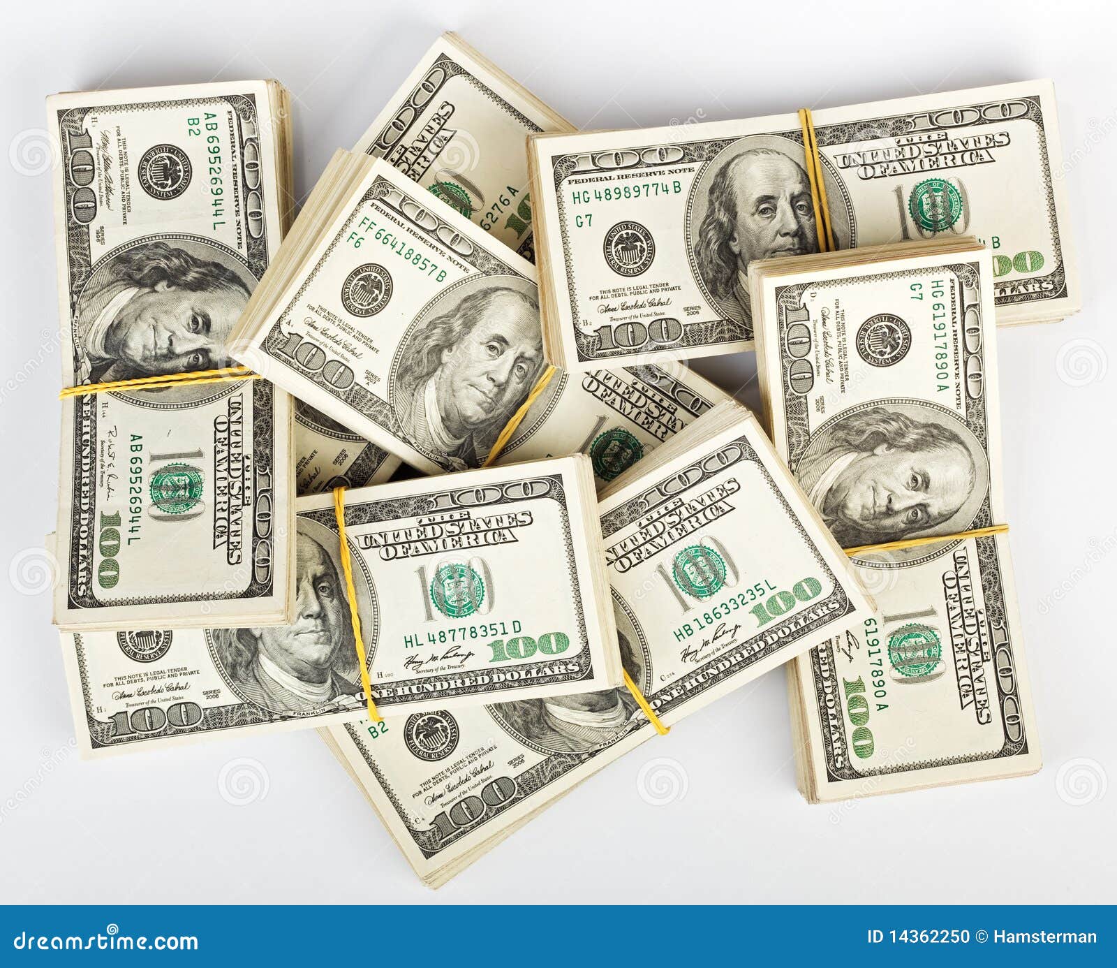 Many Bundle Of US 100 Dollars Bank Notes Stock Photo - Image: 14362250