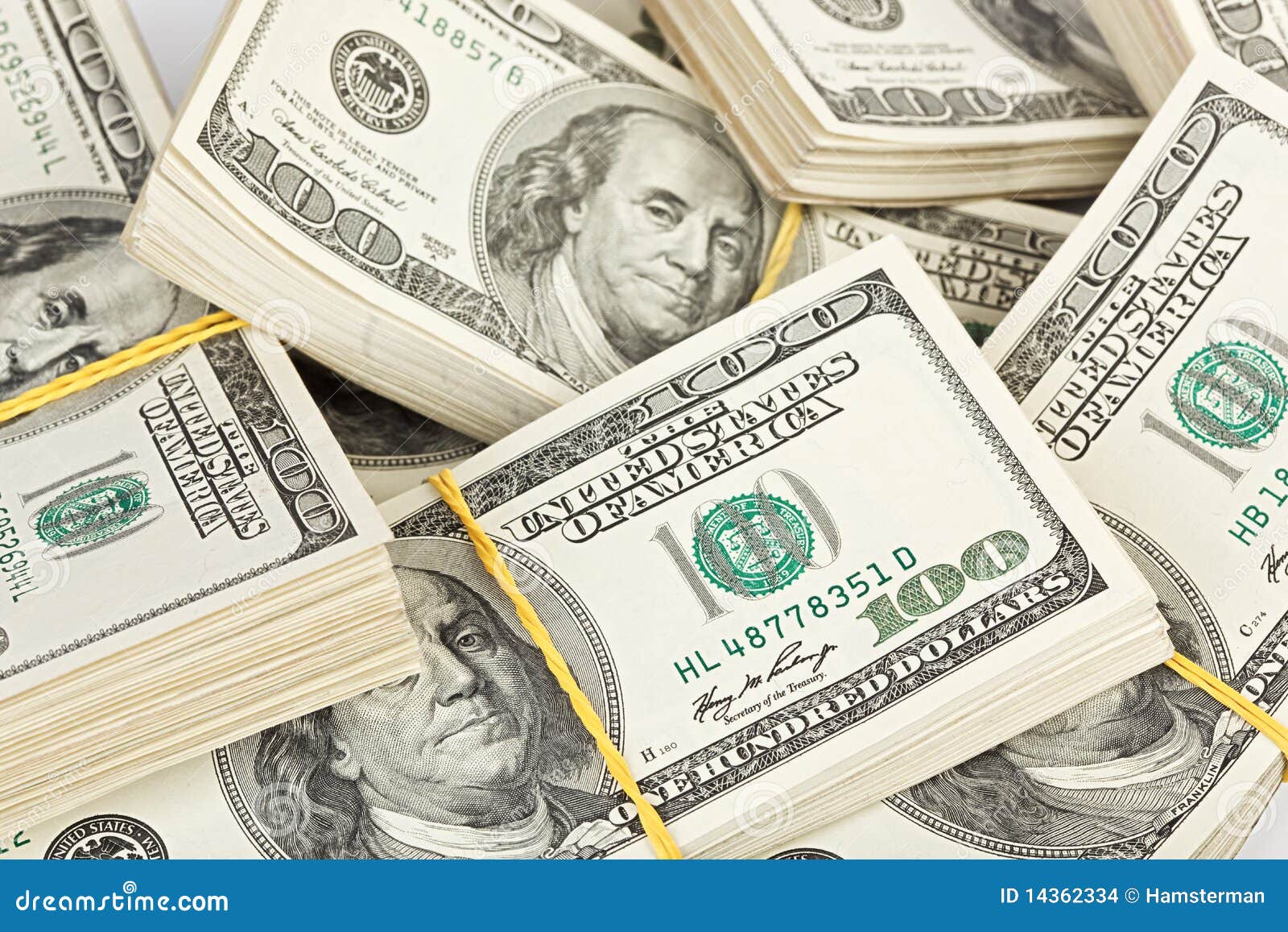 Many Bundle Of US 100 Dollars Bank Notes Stock Images - Image: 14362334