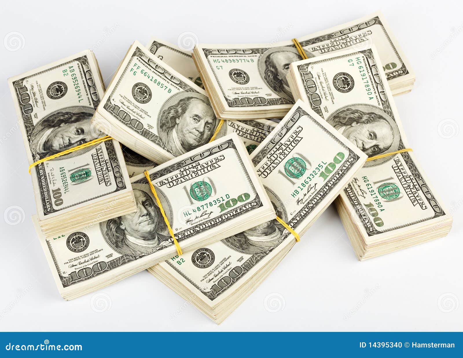Many Bundle Of US 100 Dollars Bank Notes Stock Photo - Image: 14395340