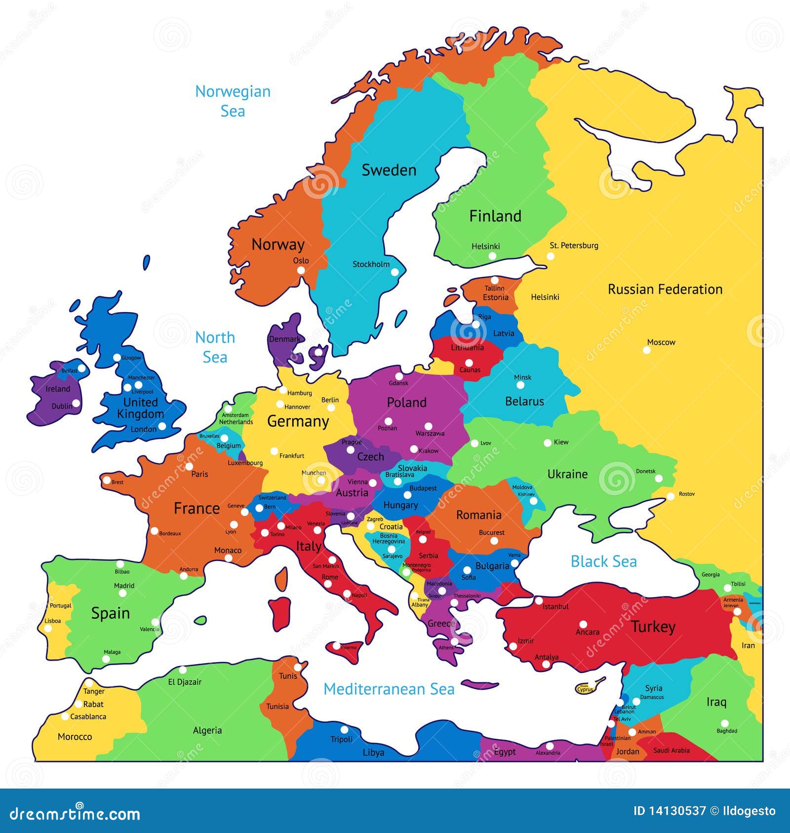 Mapa Colorido De Europa Fotografia de Stock Royalty Free - Imagem: 14130537
