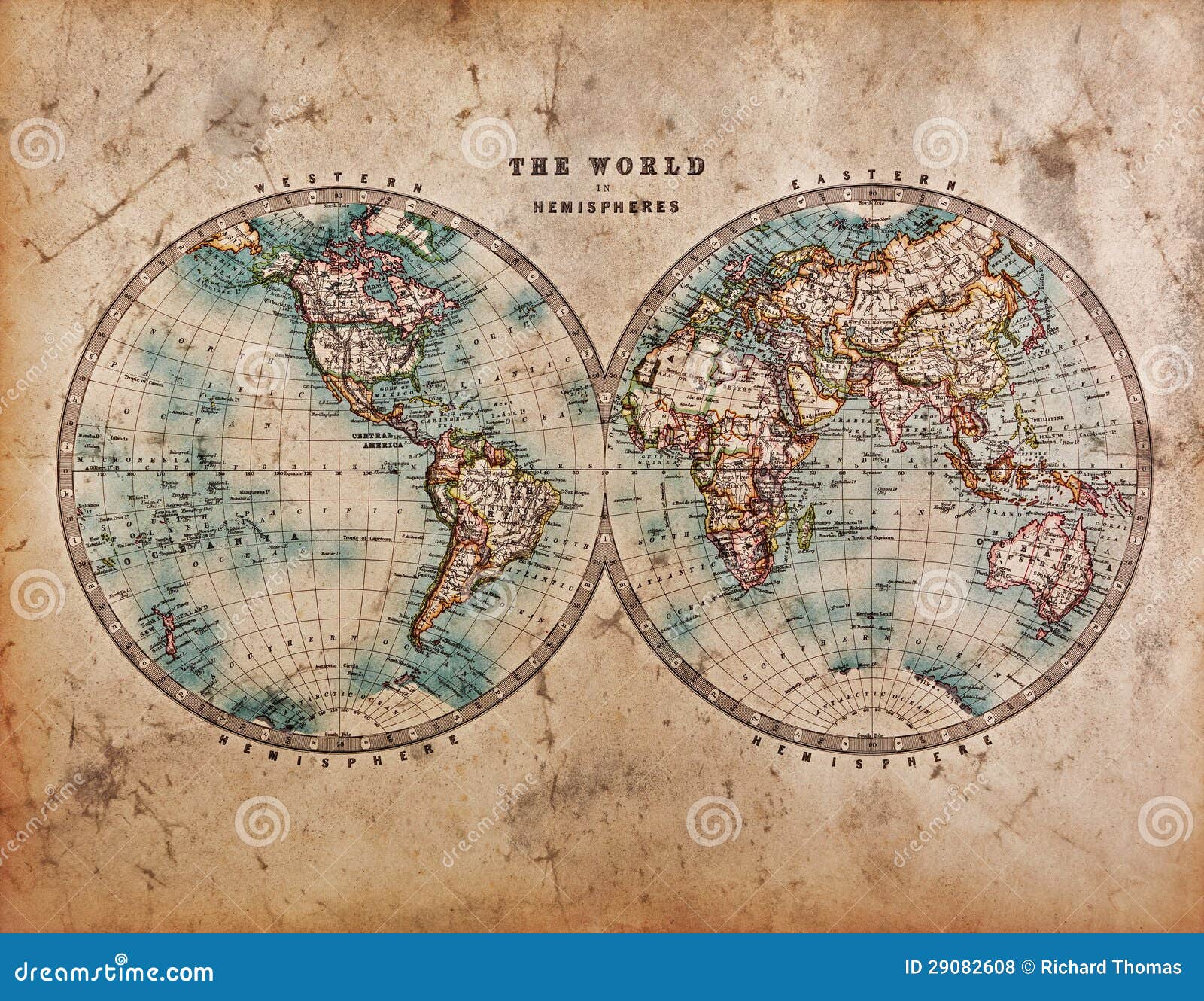 Mapa De Viejo Mundo En Hemisferios Fotos De Archivo Libres De Regalías