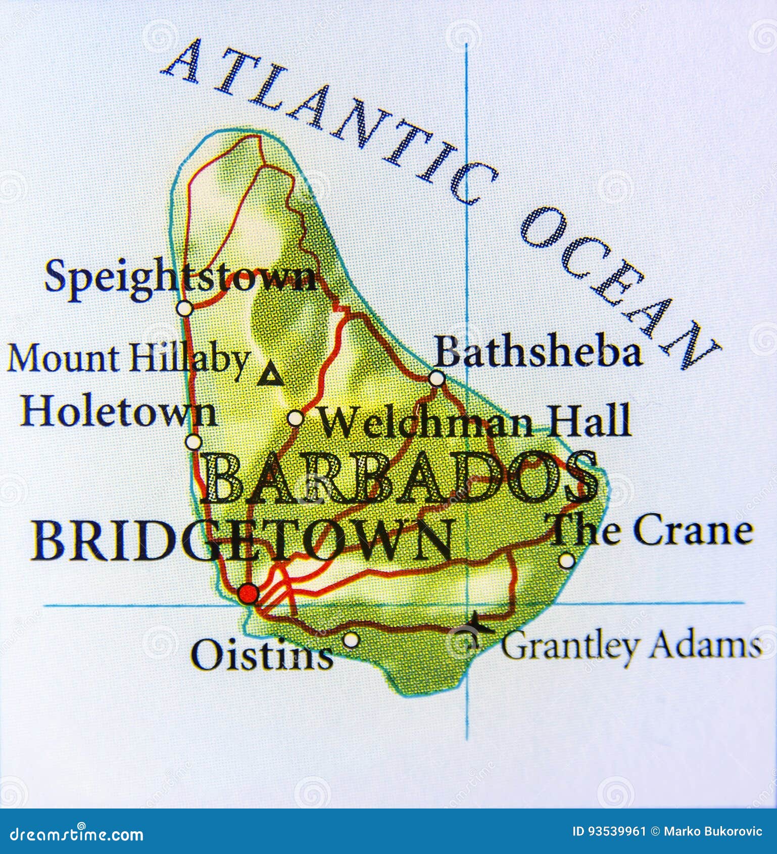 Mapa Geográfico Do País De Barbados Cidades Importantes Imagem de Stock Imagem de curso
