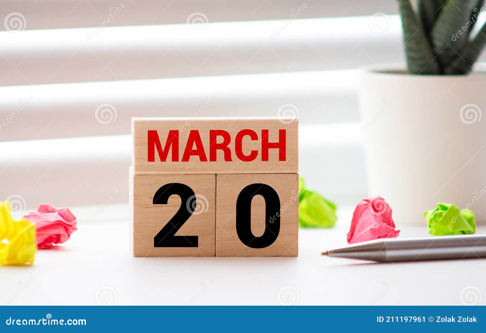 March 20 Written With Wooden Blocks Stock Image Image Of Concept
