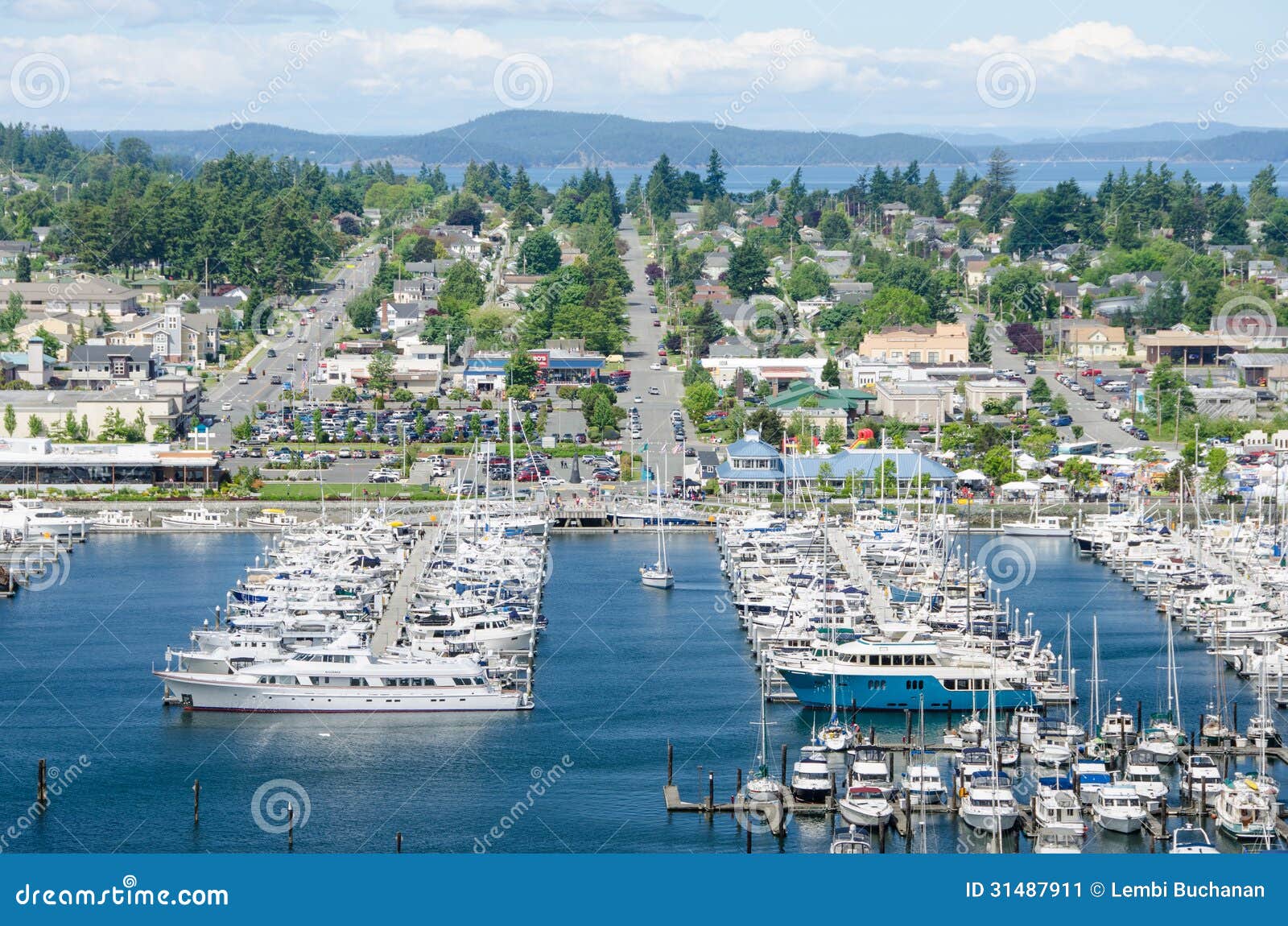 View of the marina at Anacortes in the San Juan Islands of the state ...