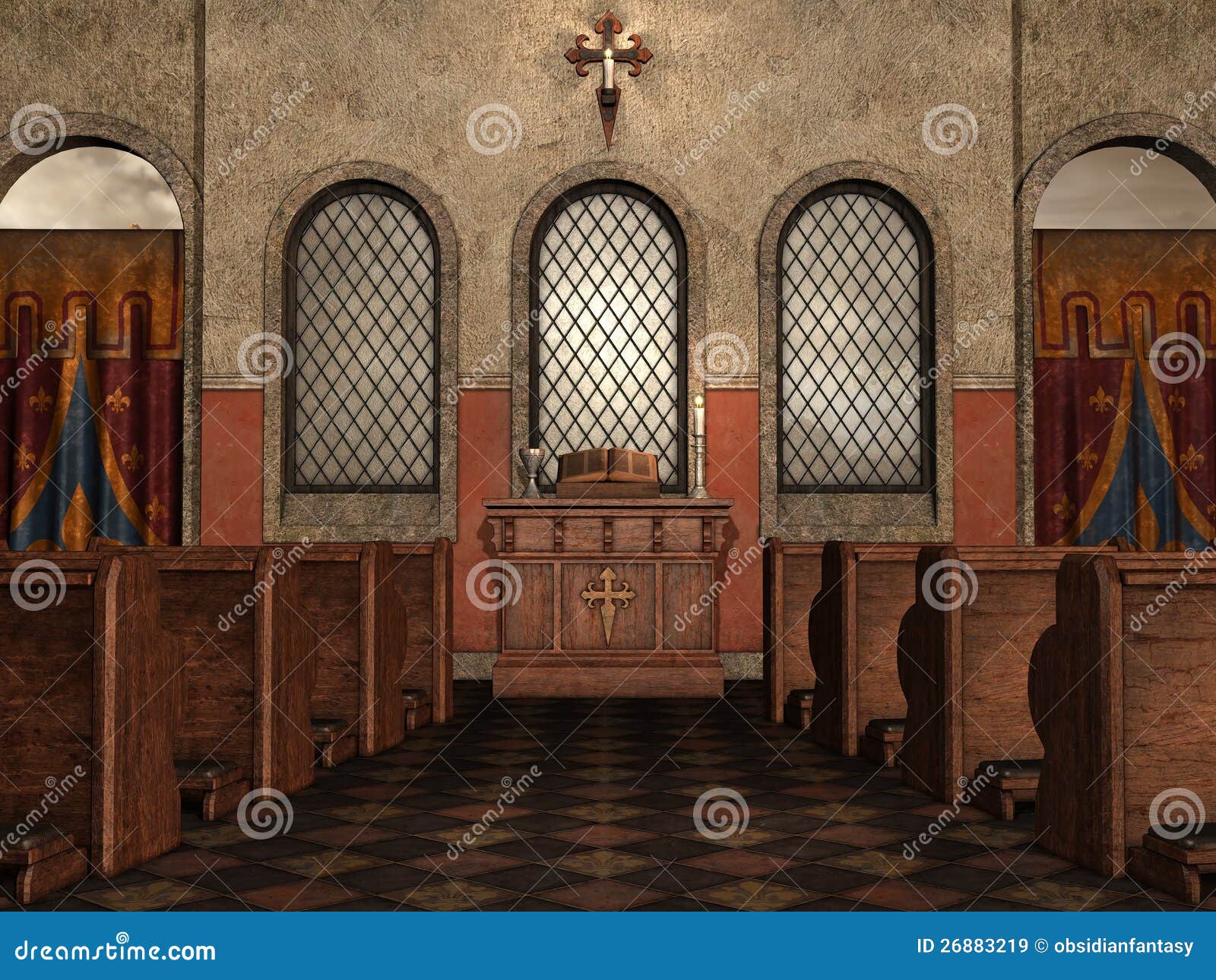 Medieval Church Interior Royalty Free Stock Images - Image: 26883219
