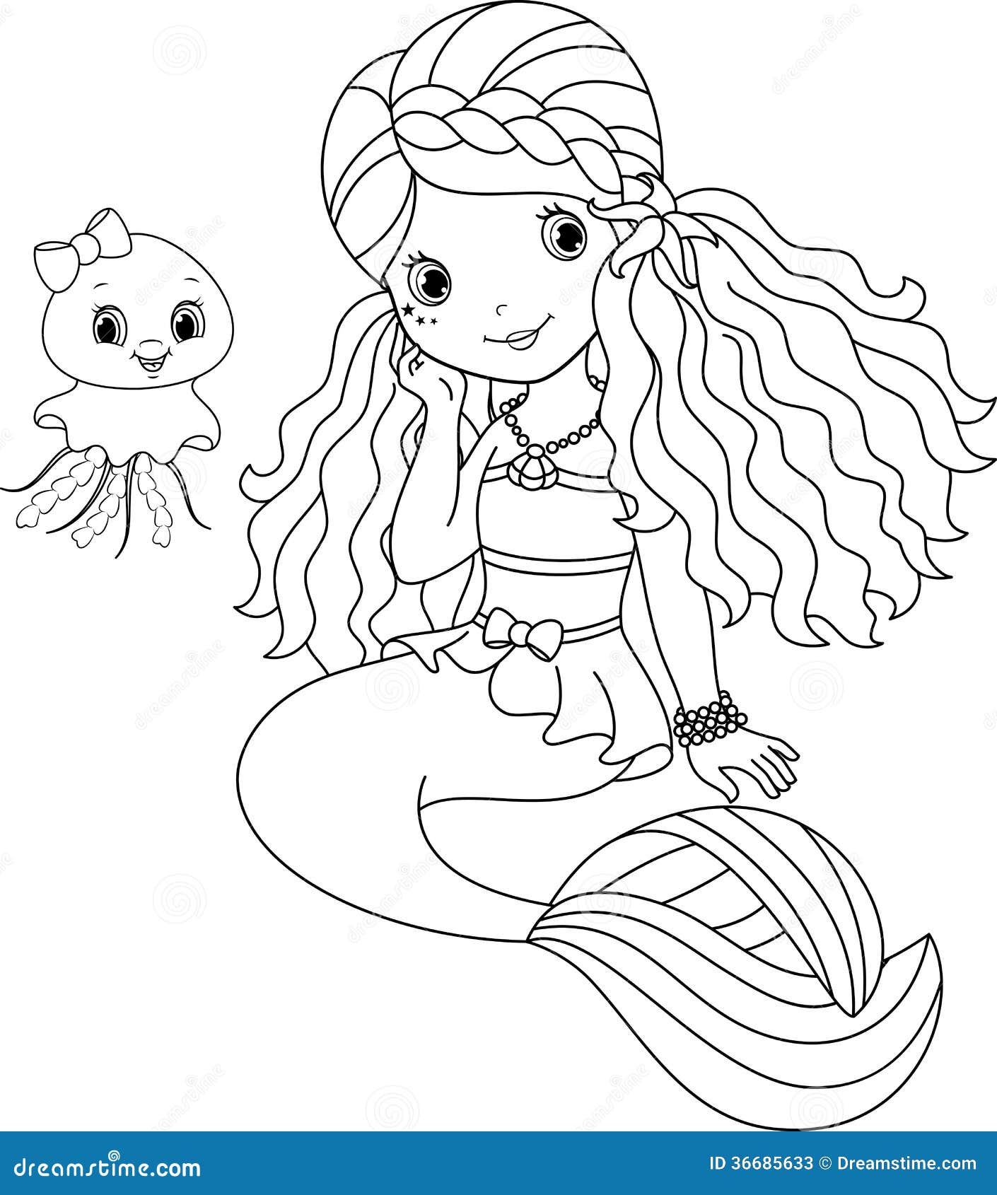 Mermaid Coloring Page Stock Photos - Image: 36685633