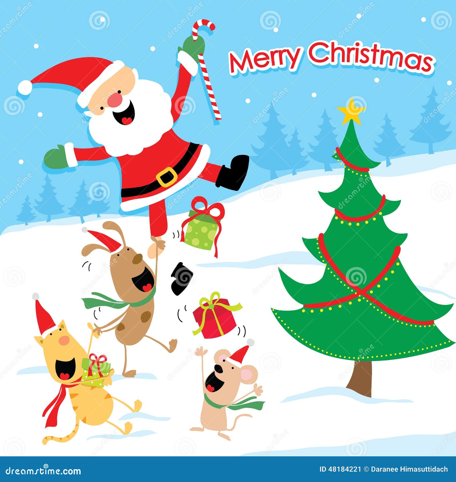 Merry Christmas Cartoon Vector Stock Vector - Image: 48184221