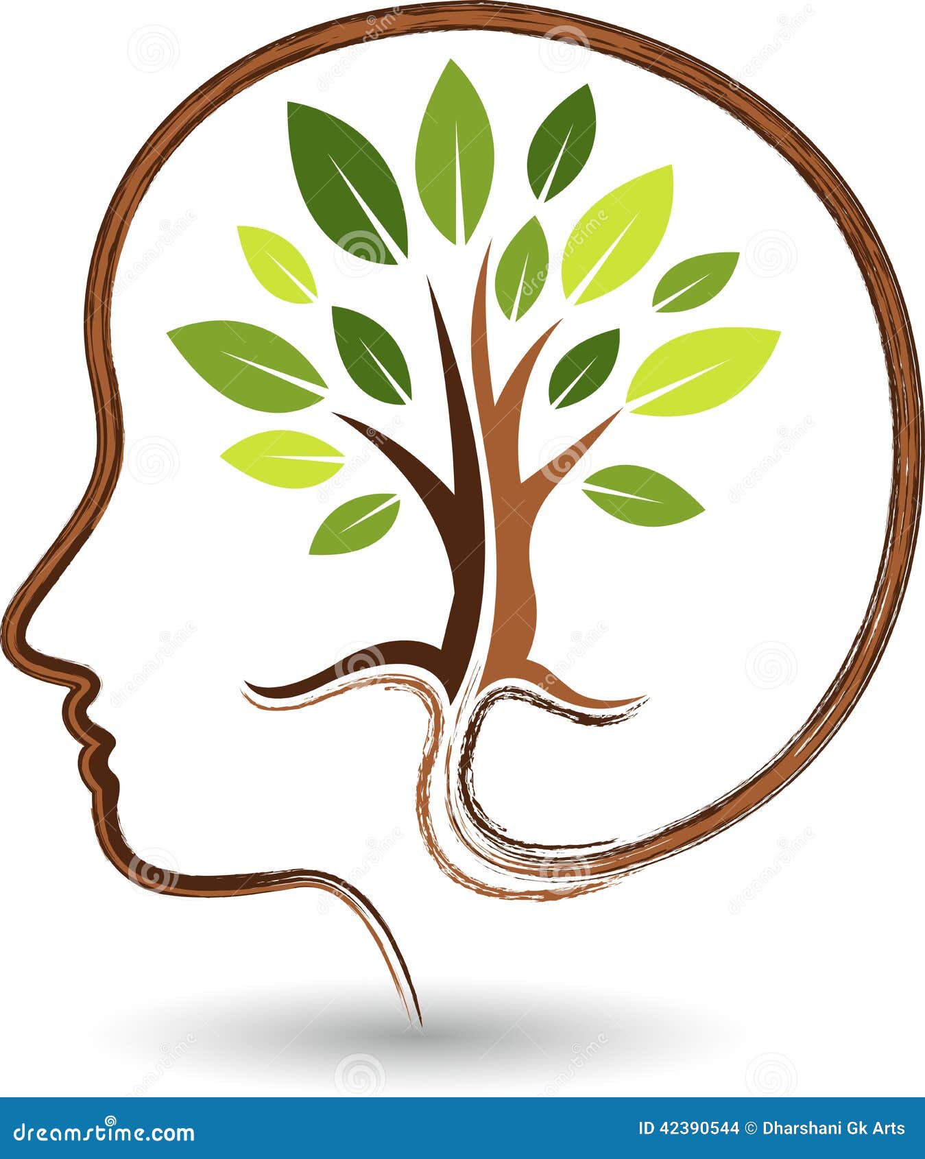 Illustration art of a mind tree logo with background.