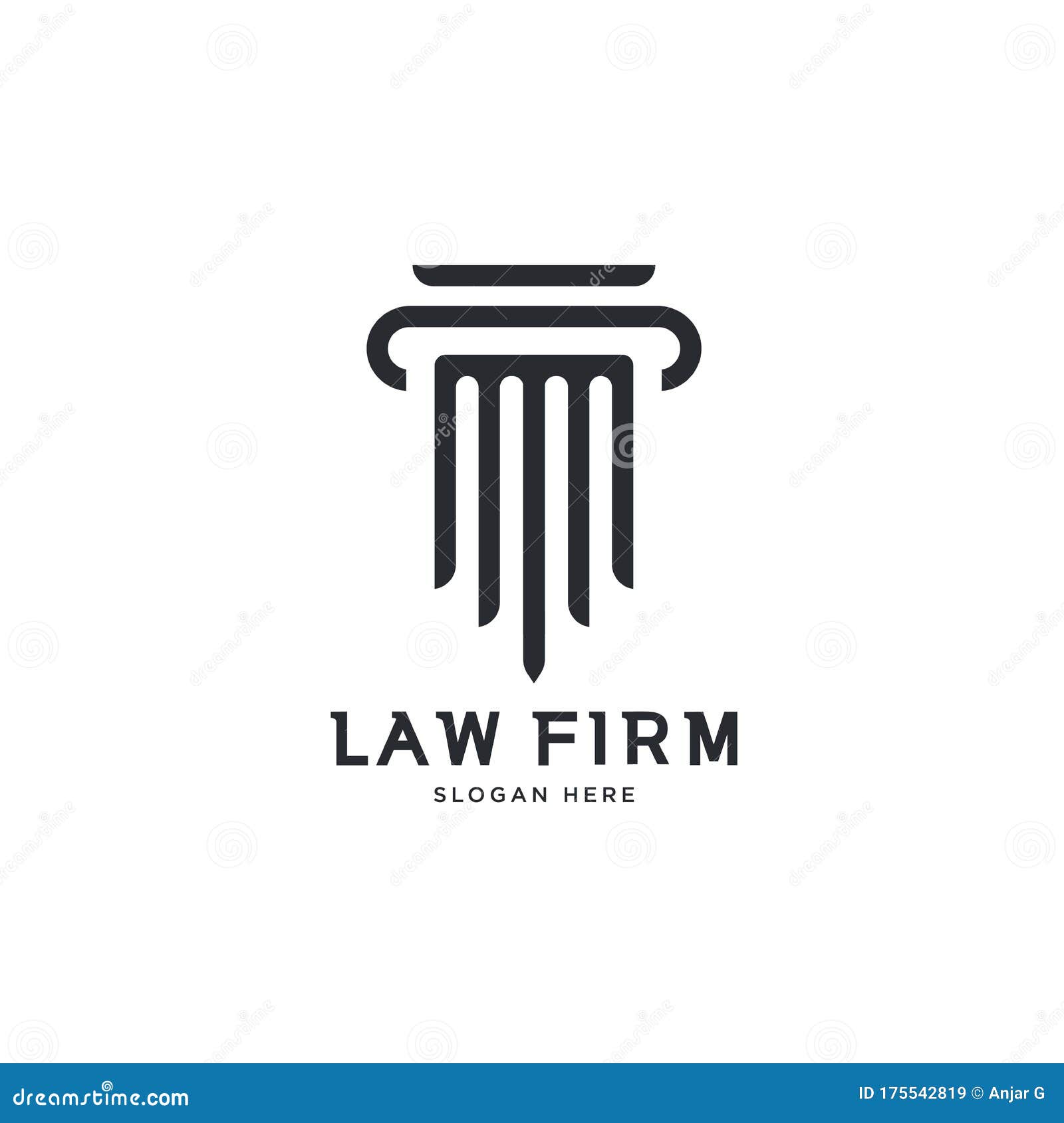 Monoline Pillars Law Firm Logo Template Stock Vector Illustration Of