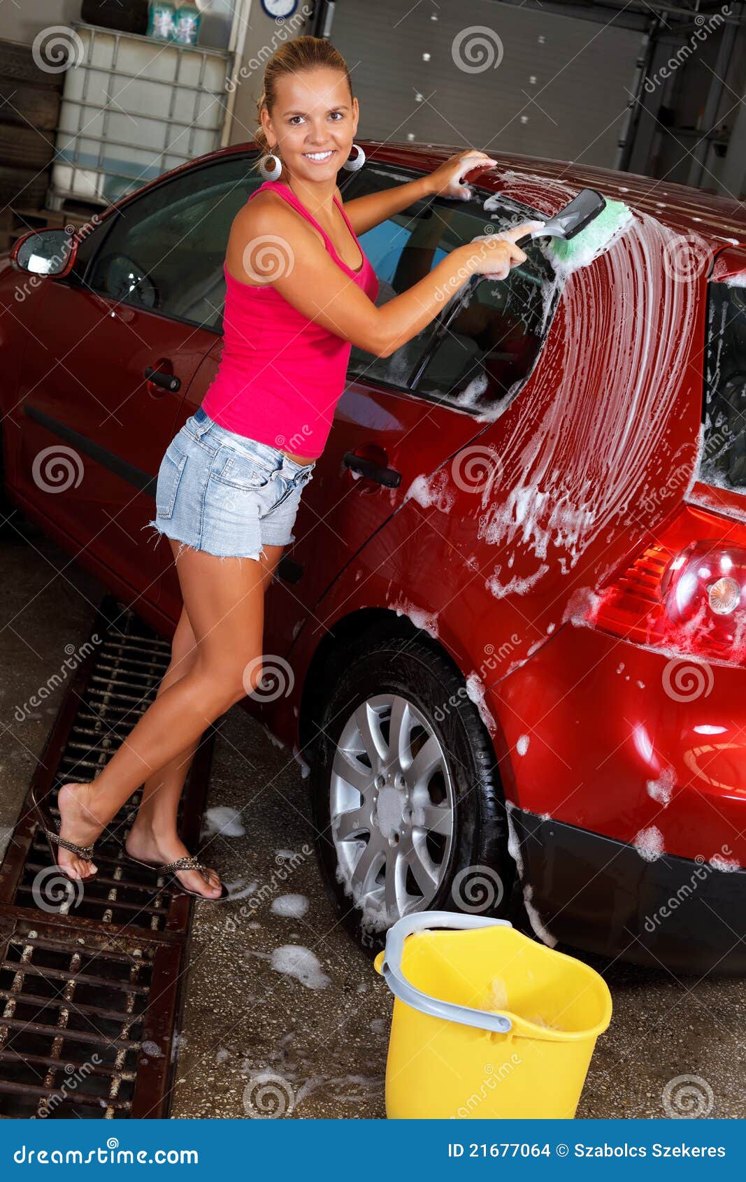 Model Washing A Car Stock Images - Image: 21677064