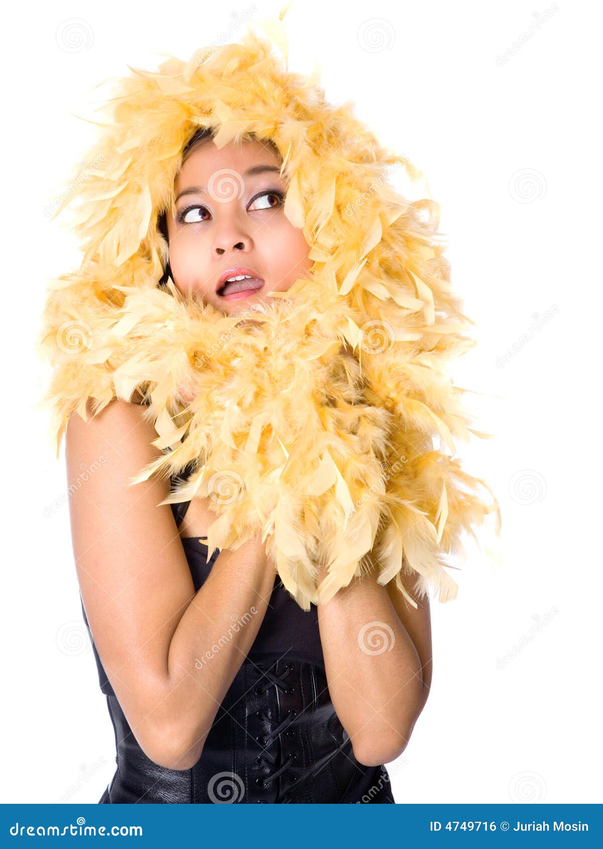 Model Wrapped In Yellow Feather Boa Royalty Free Stock Image Image 4749716