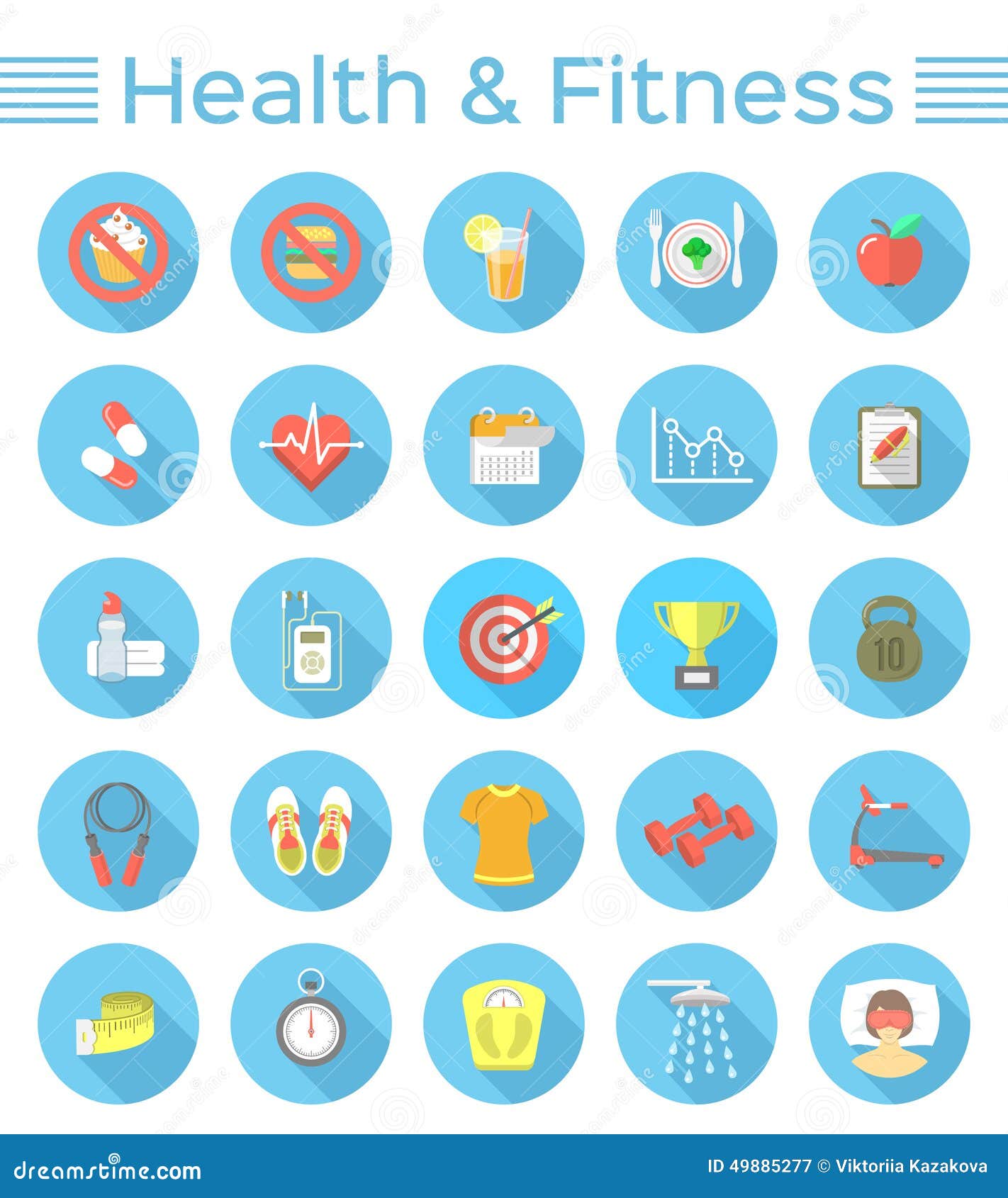 Modern flat vector icons of healthy lifestyle, fitness and physical ...