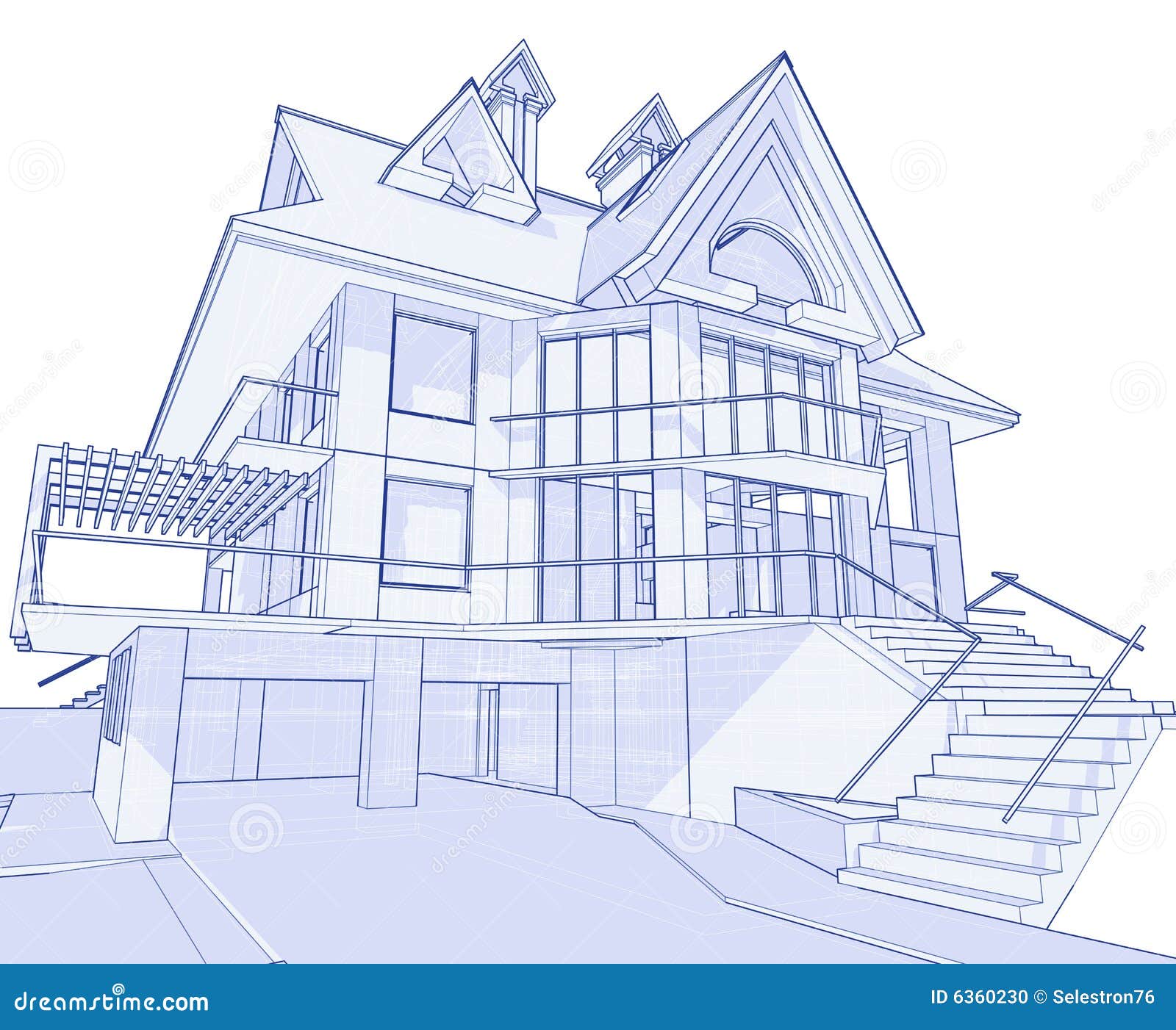 Modern House - Blueprint Stock Photo - Image: 6360230