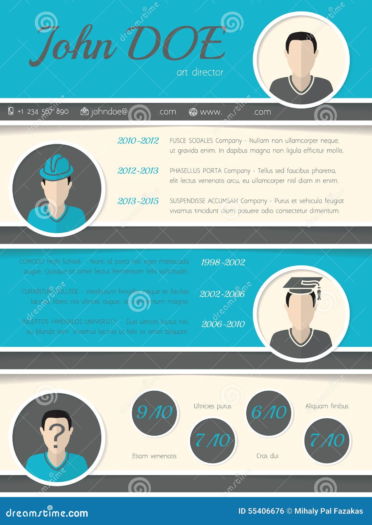 modern resume curriculum vitae template with circle shapes stock vector