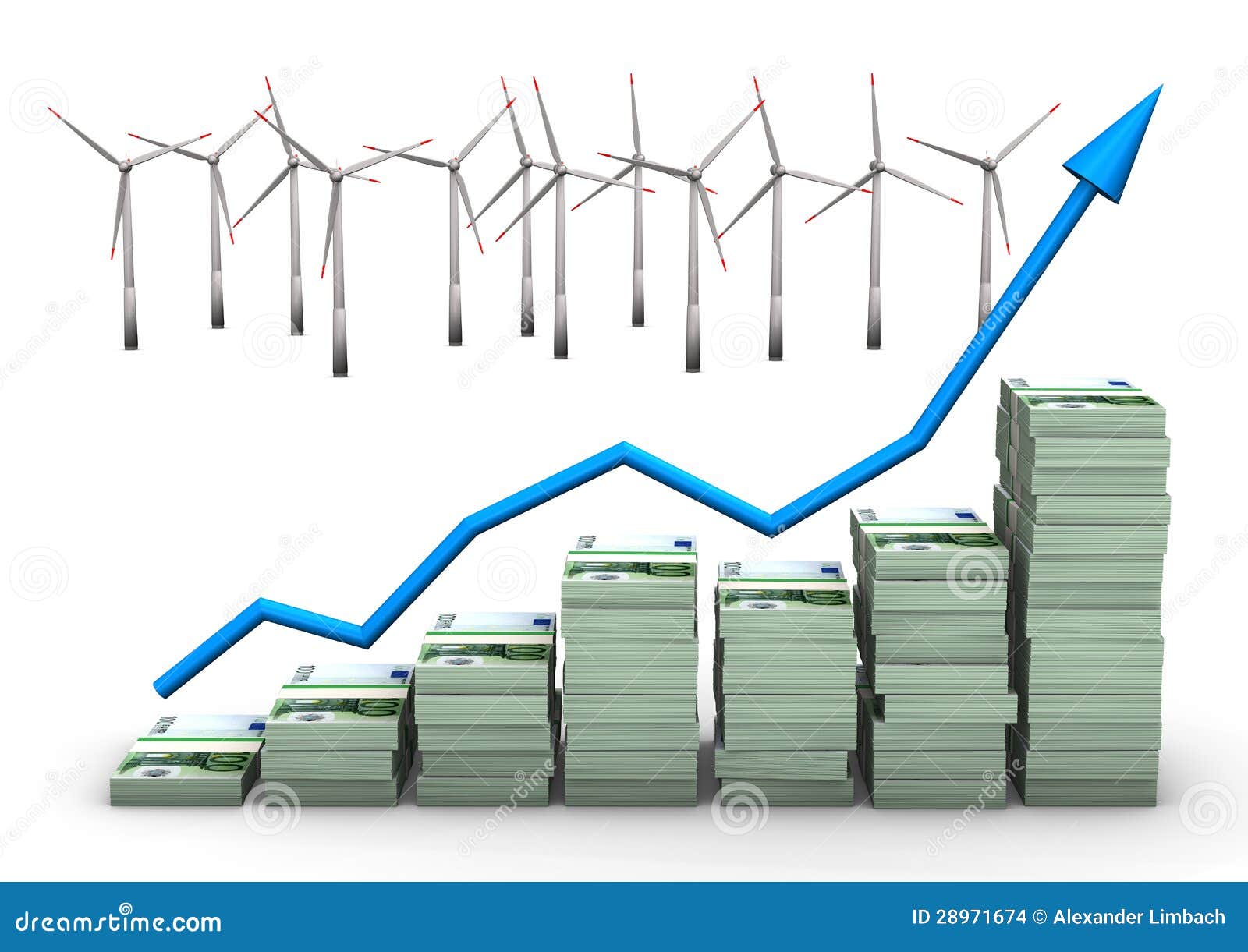 Money Chart Wind Turbines Stock Images - Image: 28971674