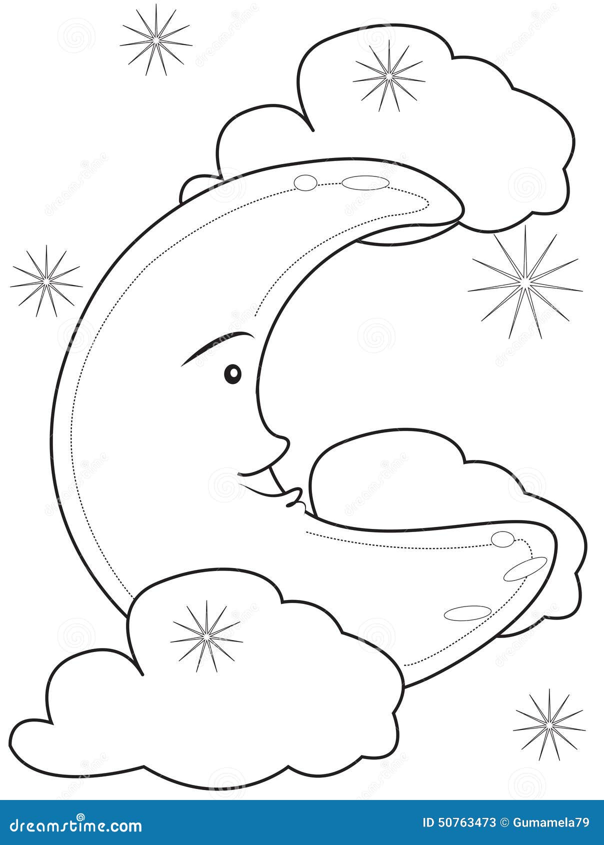 Moon Coloring Page Stock Illustration - Image: 50763473