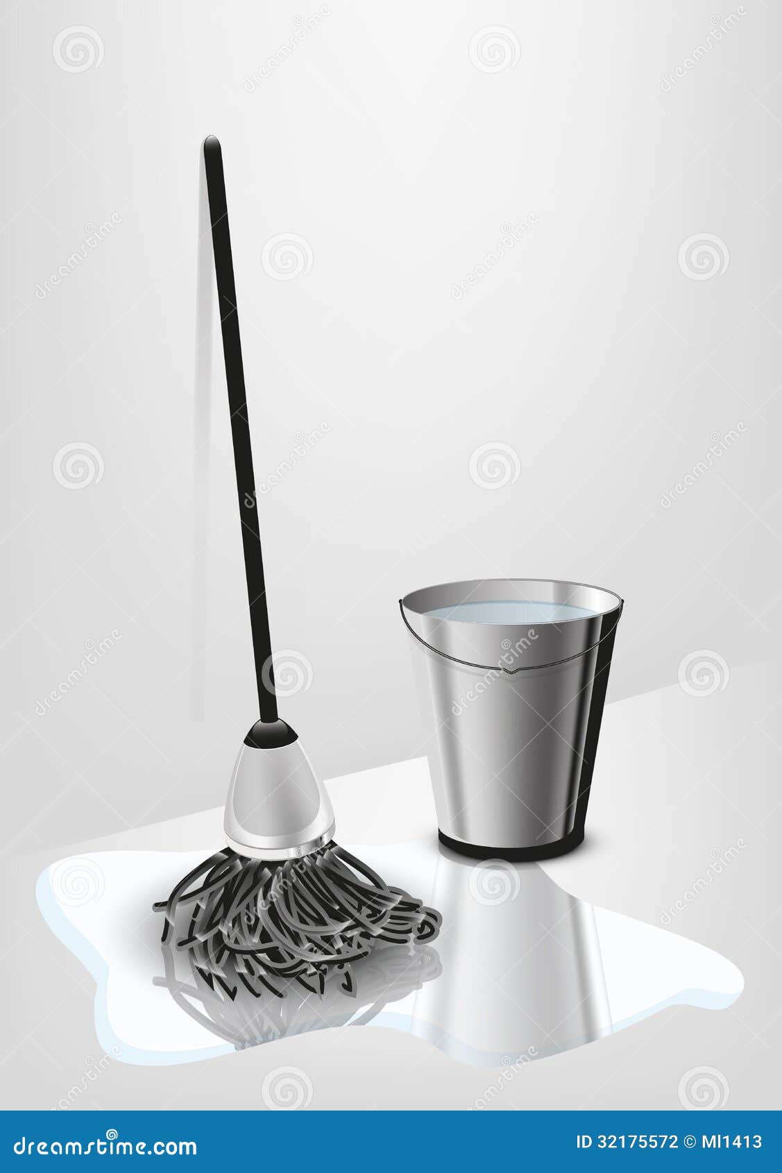 Mop and bucket vector illustration eps 10 abstract form.