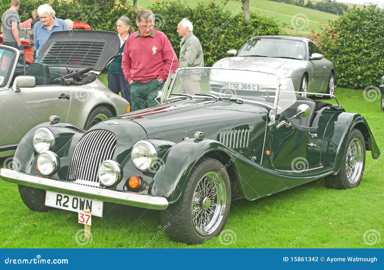 An image of a Morgan Classic car displayed at the Fortrose Classic Car 