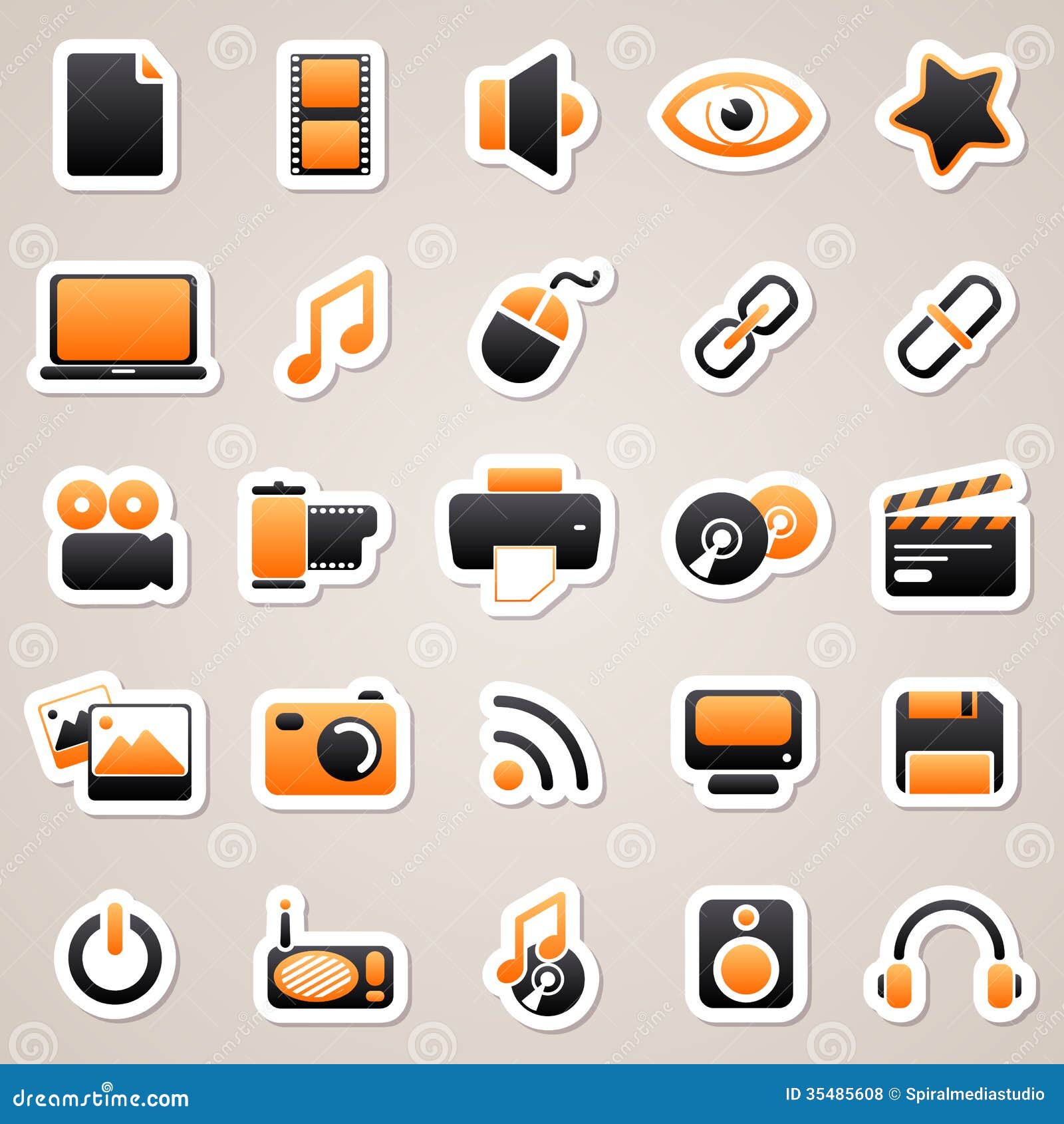 Multimedia Orange Stickers Royalty Free Stock Photos Image 35485608